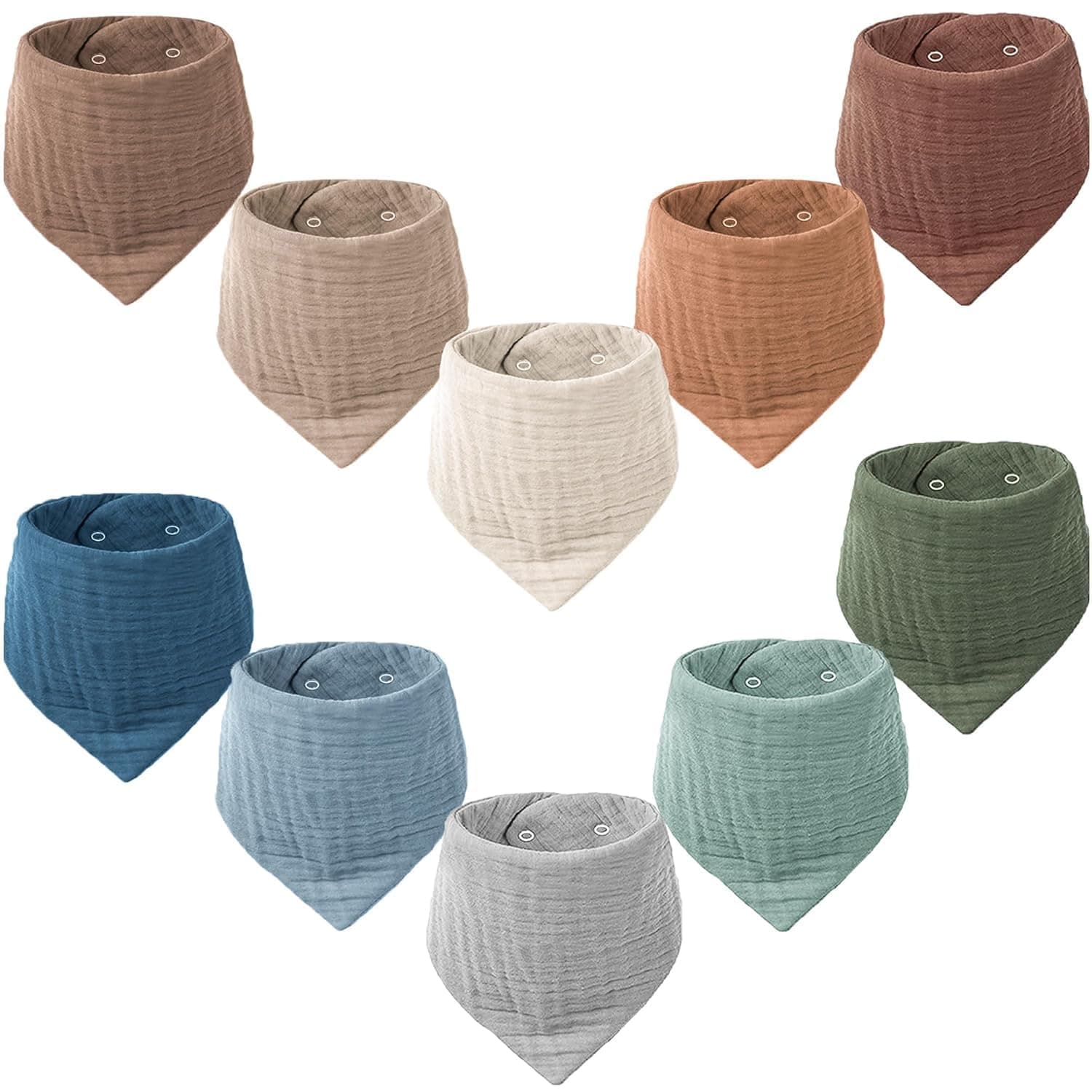 VOMARHUG Muslin Baby Bibs for Girls Boys,Organic Cotton Muslin Bandana Bibs for Teething and Drooling,10 Pack