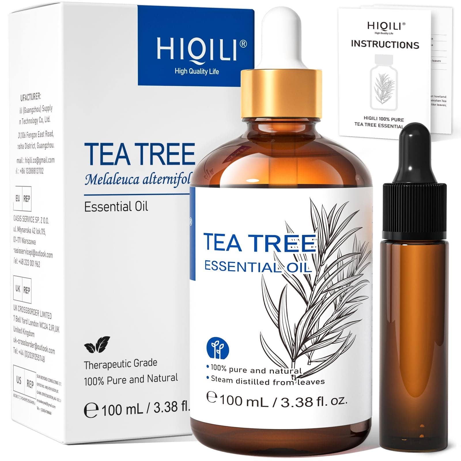 HIQILI Tea Tree Oil for Skin, Toenail, Hair