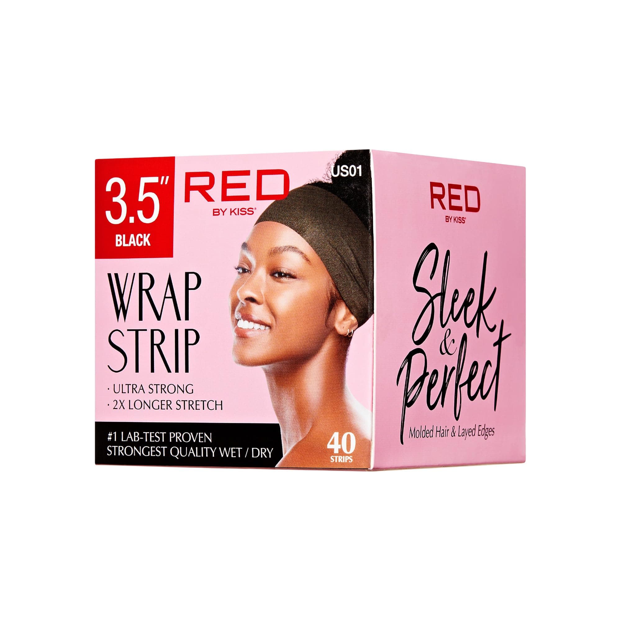 Red by Kiss Wrap Strip, Ultra Strong 2X Longer Stretch, 44 Strips Lab-Test Proven Strongest Quality for Wet/Dry Hair