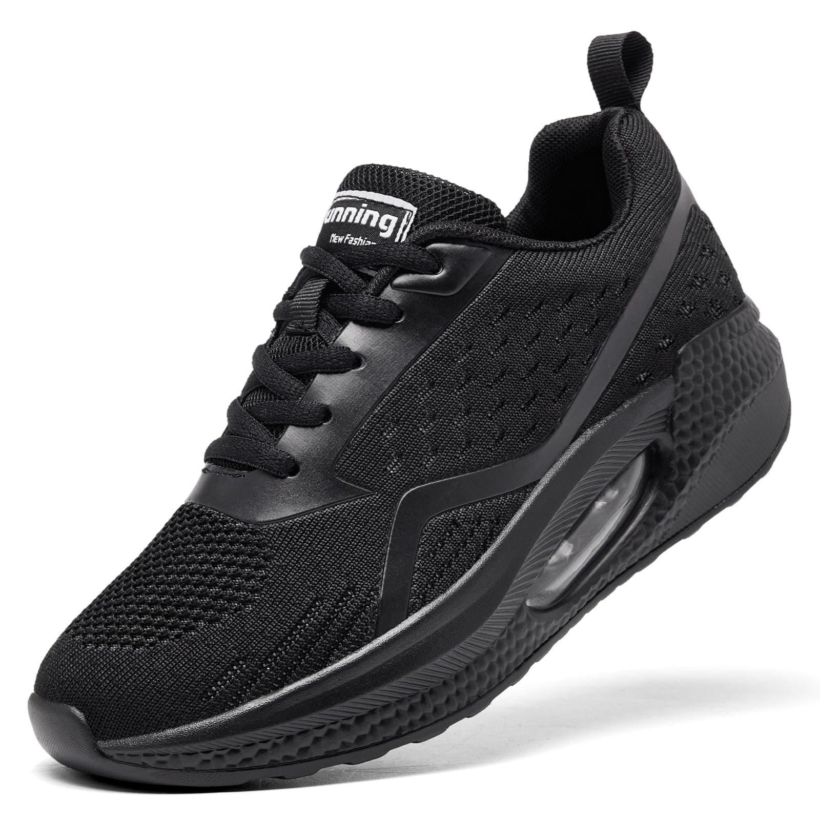 Running Shoes for Women Trainers Air Cushion Orthopedic Breathable Non Slip Arch Support Memory Foam Gym Black Sneakers Ladies Mesh Work Shoes All Black UK 5.5