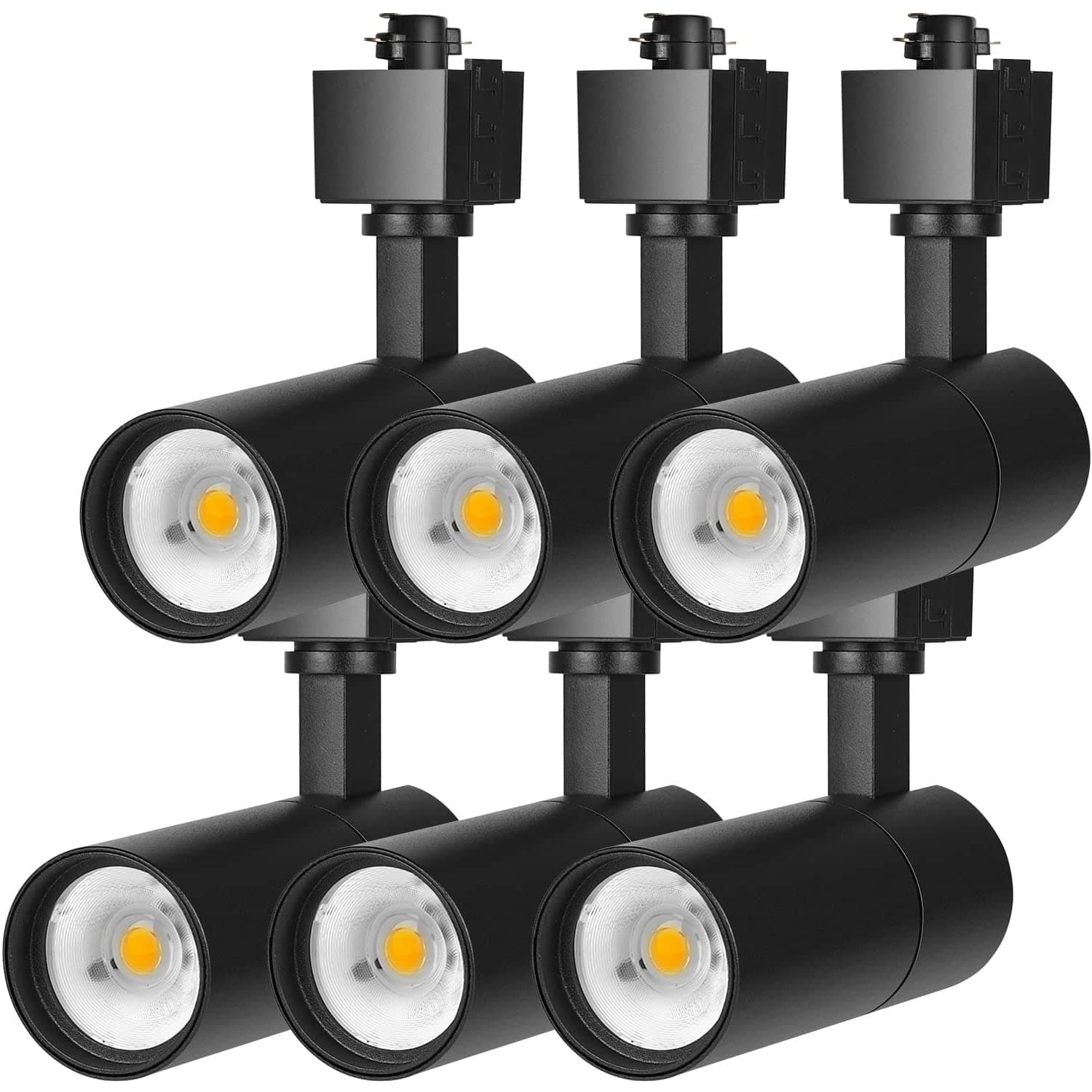 12W Dimmable LED Track Light Head,Single Circuit H Track Lighting Rail,3000K Warm White,Adjustable Tilt Angle Track Lighting Fixture 120V 36°Angle for Accent Retail,Halo Type -3 6Pack (Black)