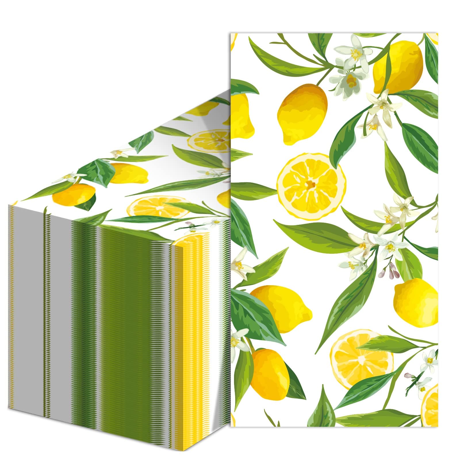 50PCS Lemon Guest Towels Lemon Yellow Citrus Fruit Hand Napkins Paper Napkin Hand Towel Disposable for Bathroom Wedding Holiday Anniversary Birthday Party Bridal Baby Shower Decorative Towels