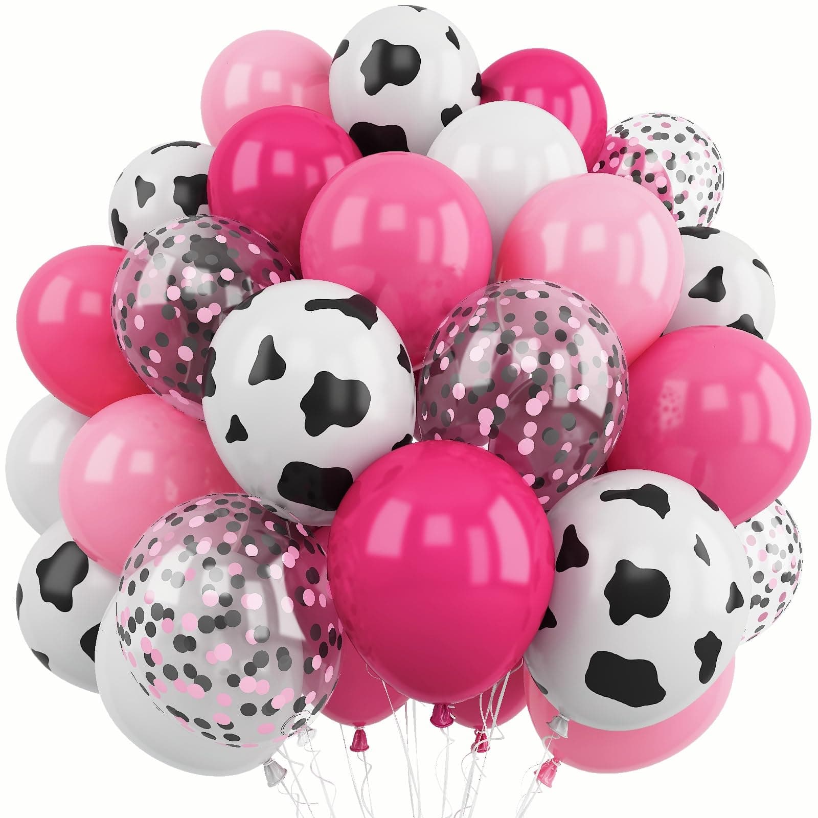 Hot Pink Balloon Set, 12 Inch Cow Print Hot Pink Balloons for Birthday Party Decorations