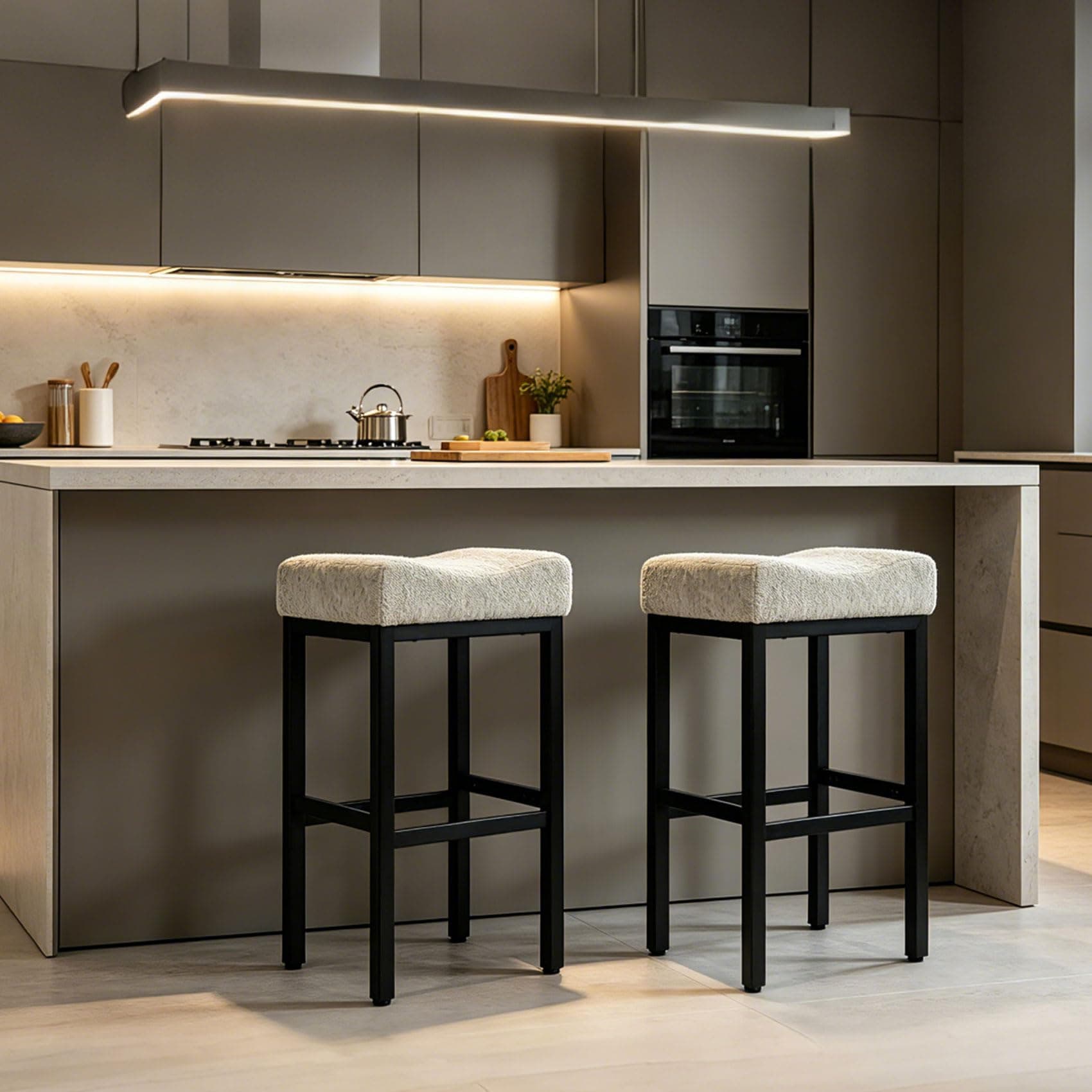 DYHOME 26 Inch Bar Stools Set of 2 Grey Backless Stool with Saddle Seats