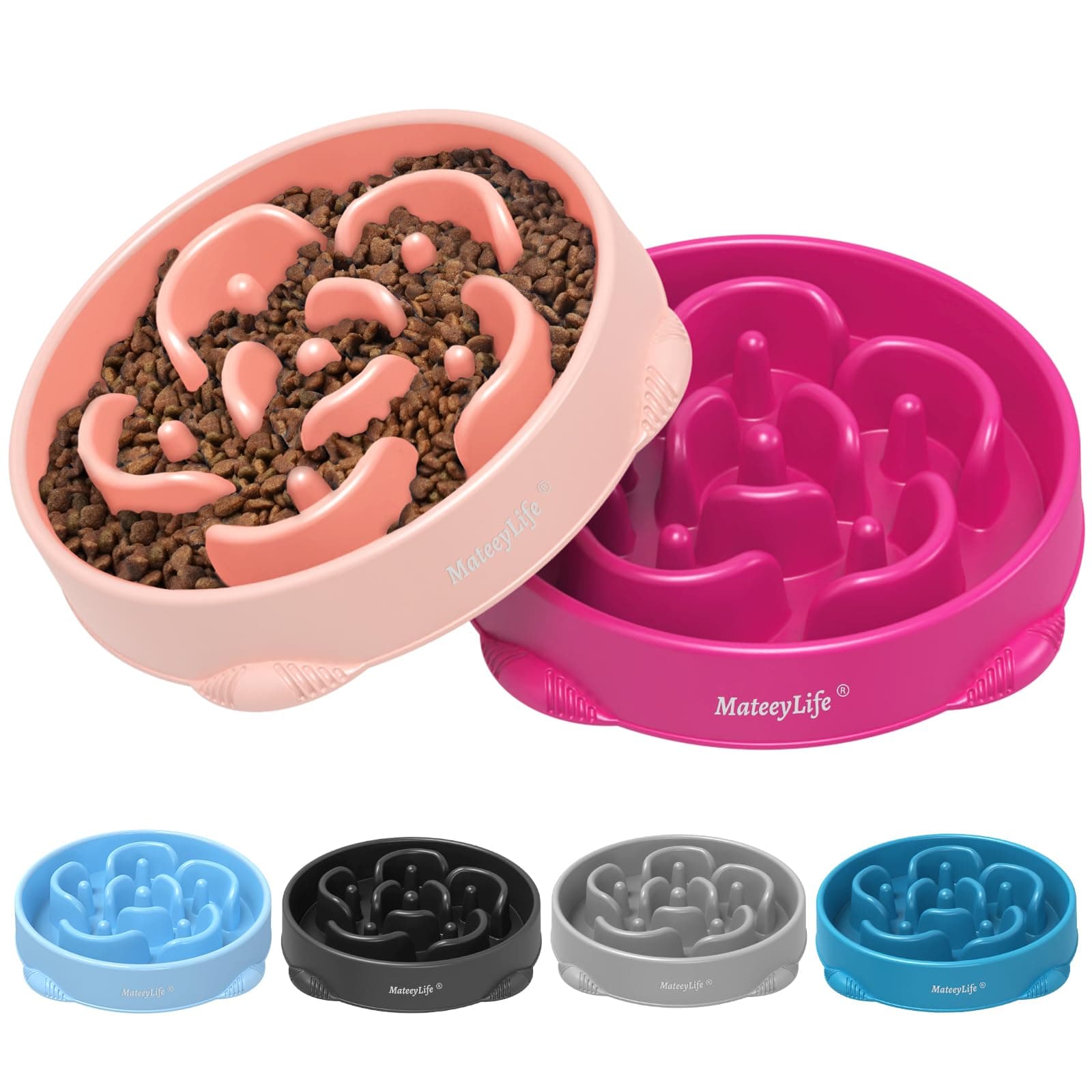 MateeyLife Slow Feeder Dog Bowls 2PCS, Anti-Choking Puzzle Dog Food Bowls-L