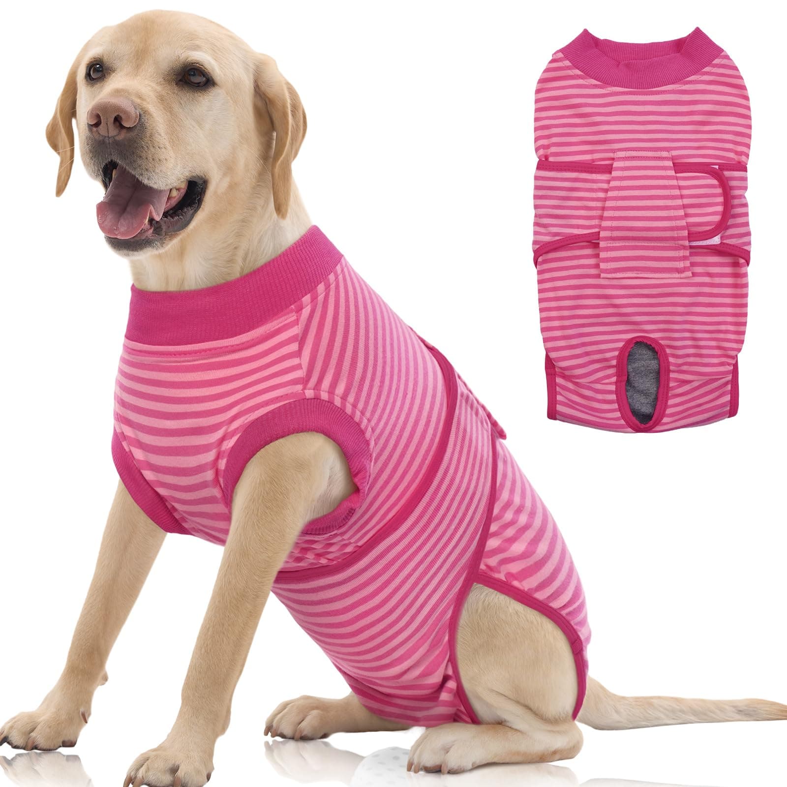 FUAMEY Recovery Suit for Dogs Cats After Surgery,Soft Breathable Pet Bodysuit E-Collar & Cone Alternative Surgical Suit Puppy Wear, Anti Licking Wounds Doggie Onesie Dog Neuter Shirt Rose XXL