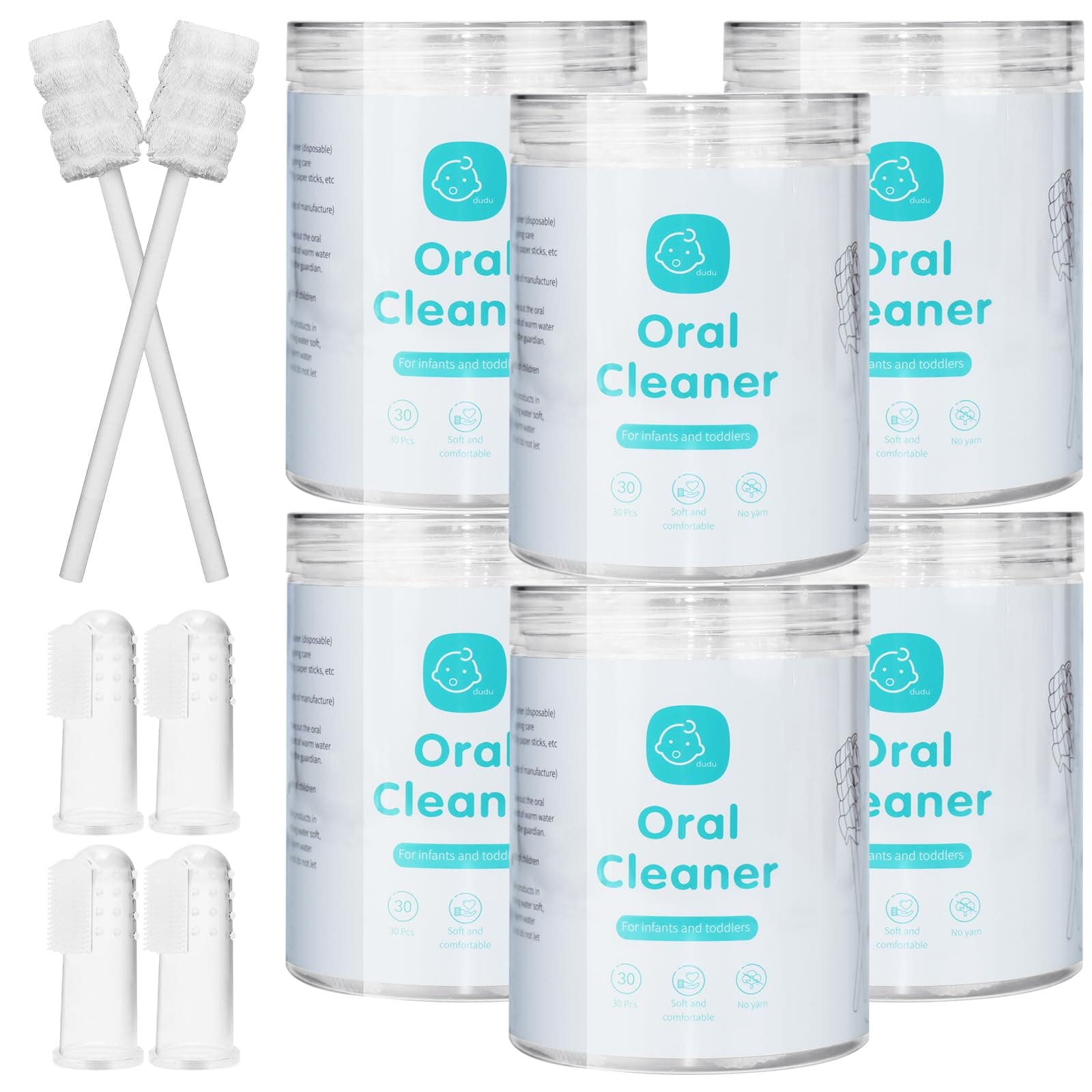 180 Pcs Disposable Baby Tongue Cleaner with 4 Pcs Finger Toothbrush