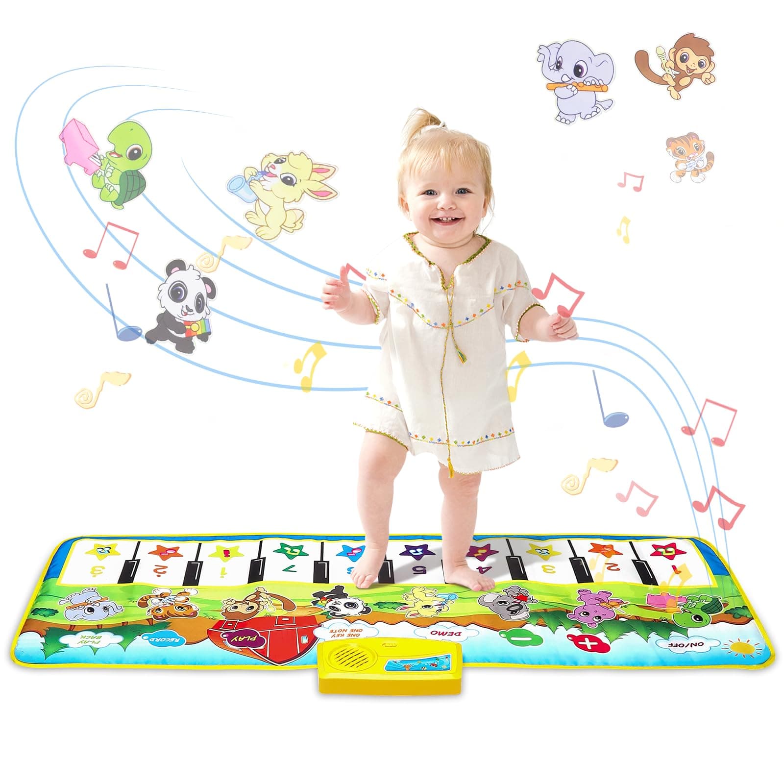 M SANMERSEN Piano Mat, 39.5 inch X 14 inch Musical Mat 8 Instrument Sounds Piano Mat for Toddlers Touch Play Dancing Mat Toy for 1 2 3 Year Old Girls Boys Gifts