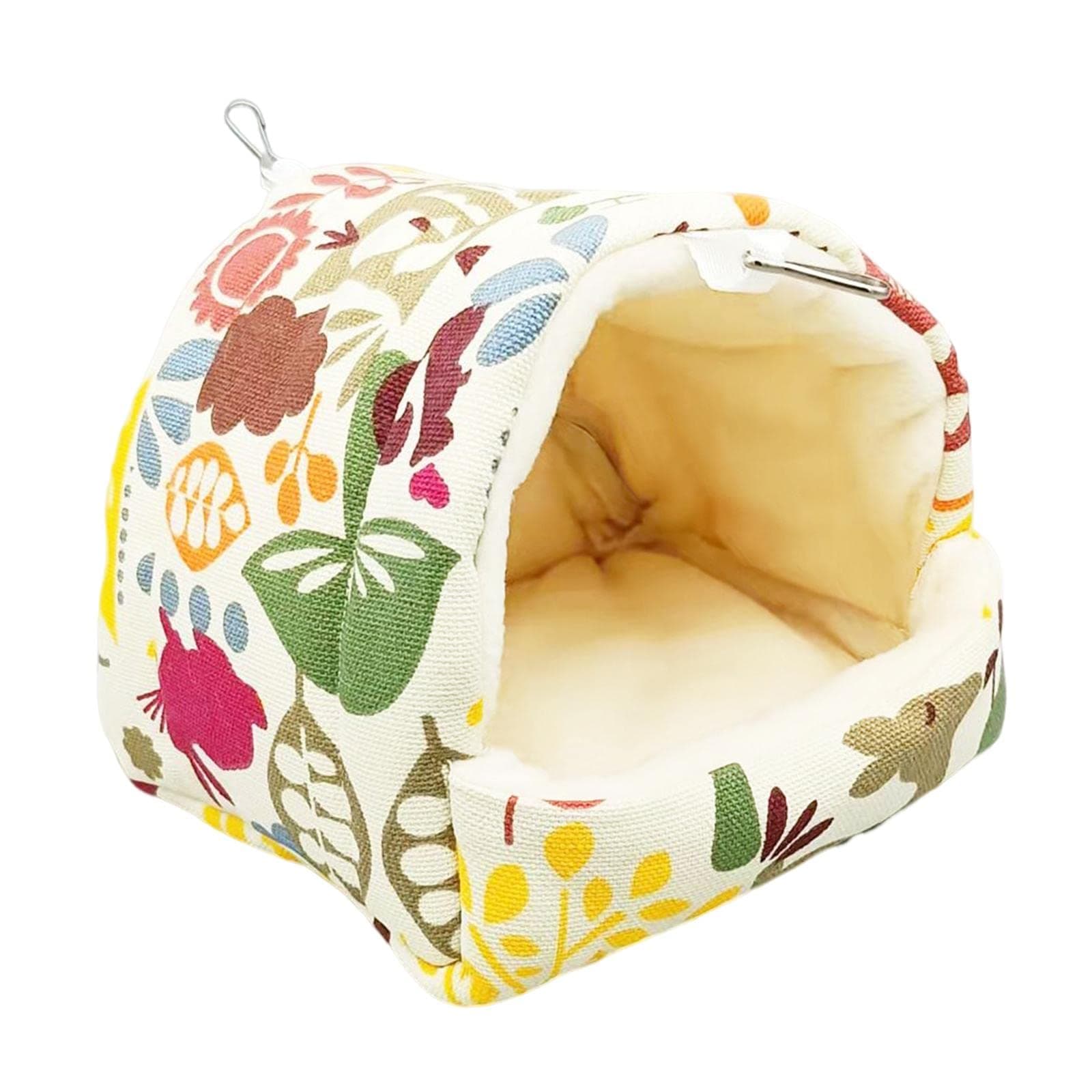 Fenteer Warm Parrot Cage Cave Shed Finch Cage Plush Sleeping Bed Tent Hammock Birdhouse Hut Birds Hanging Nest for Hamster Bluebirds Parrot Macaw, 19cmx19cmx20cm
