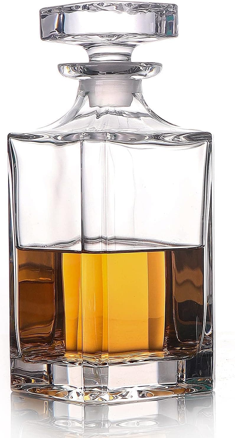 25.97oz Geometric Crystal Decanter, Elegant Whiskey Decanter for Wine, Bourbon, Brandy, and Liquor, Lead-Free Glass, Italian Design (25.97)