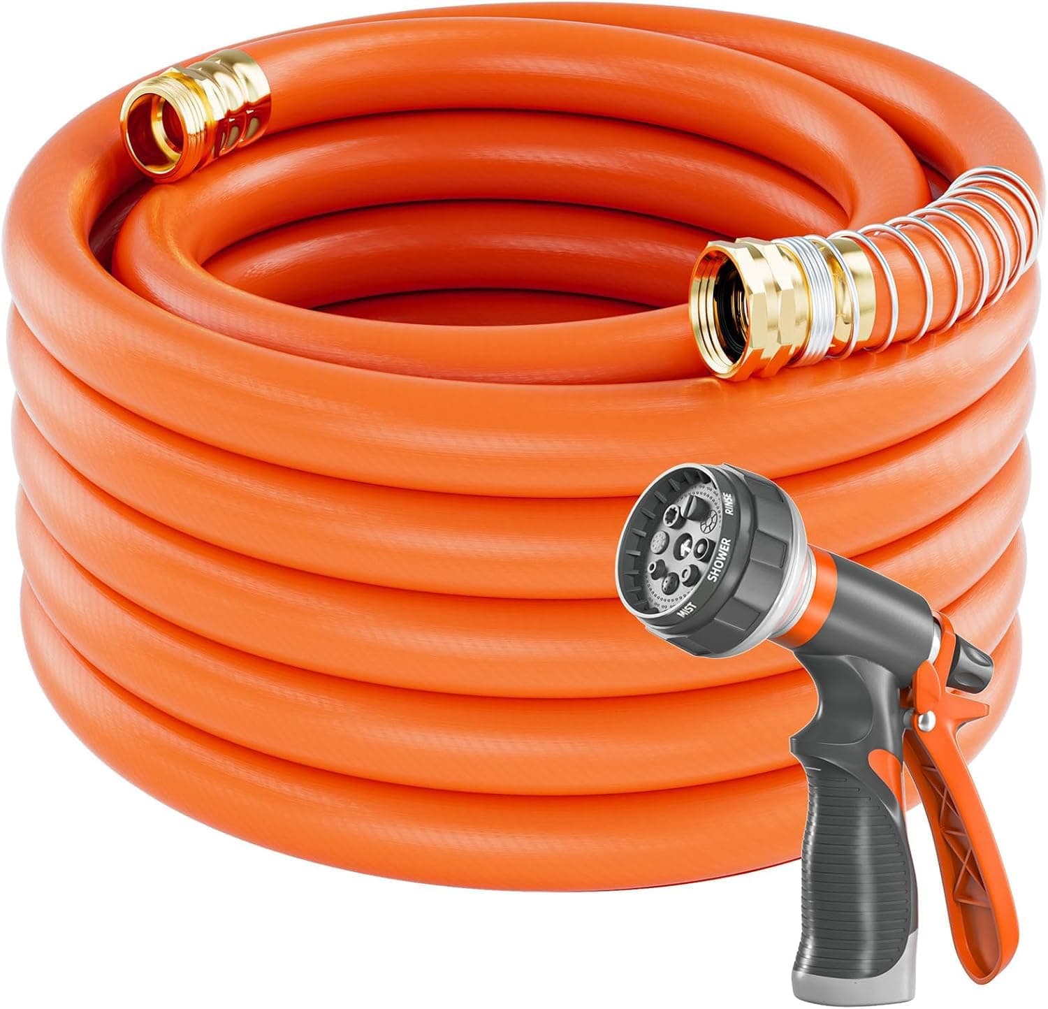 SPECILITE Garden Hose 75 ft x 3/4 in Heavy Duty Rubber Water Hose & Nozzle
