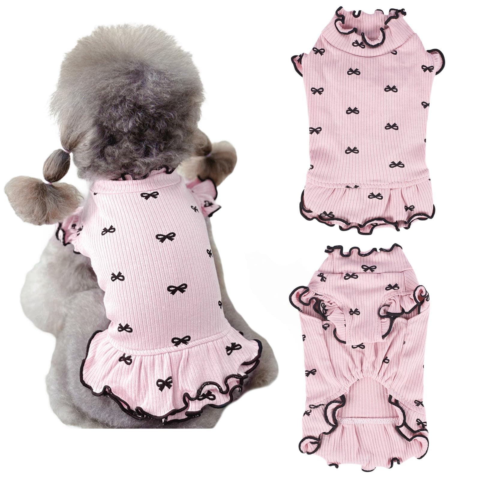 Yoolhamy Small Dog Clothes Extra Small Dogs Spring Summer Dress Cute Soft and Breathable Outfits for Female Chihuahua Shih Tzu Yorkshire Puppy Cats (Pink Dress, X-Small)