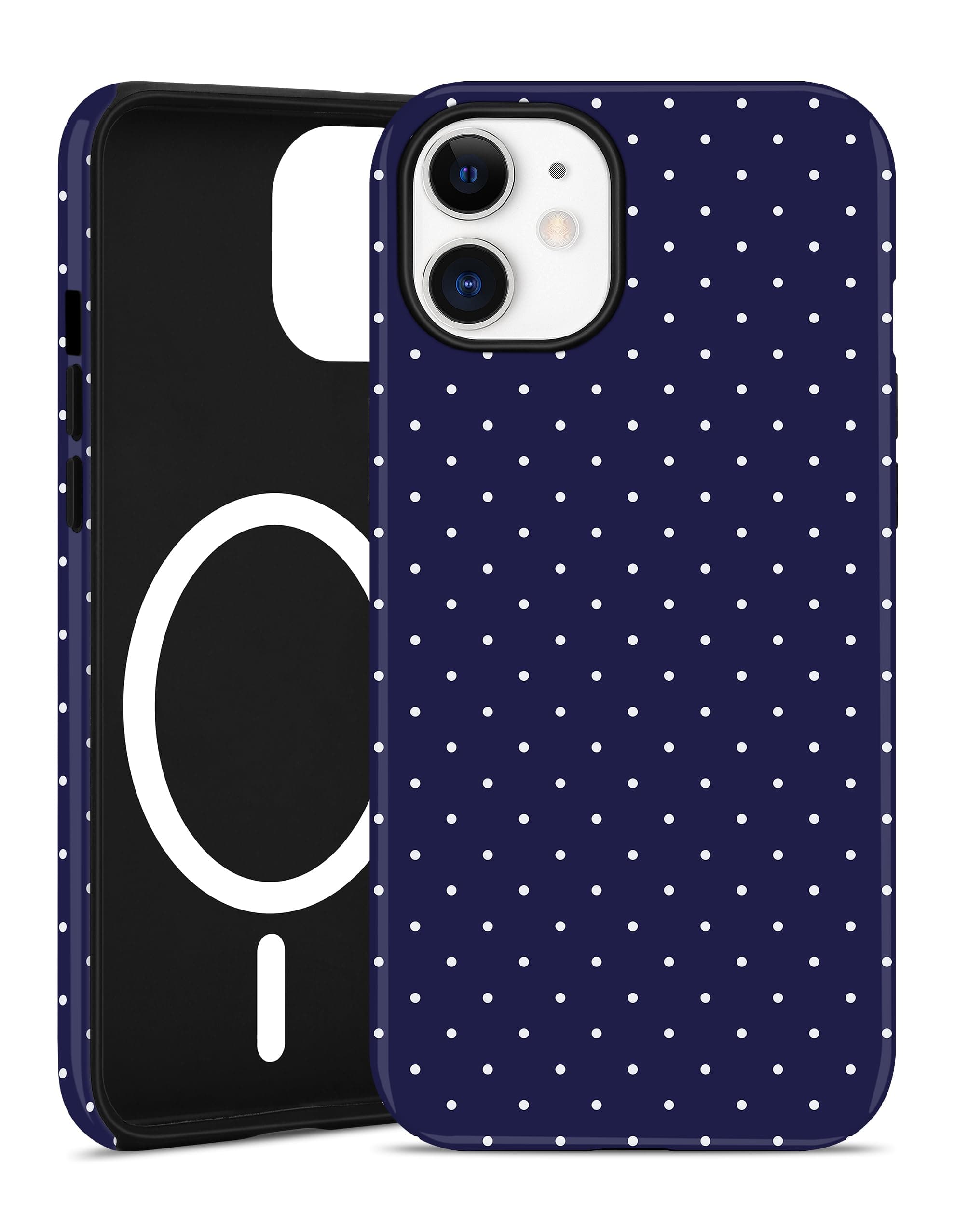 Jusy Magnetic Polka Dot Case for iPhone 12/12 Pro,Navy Blue
