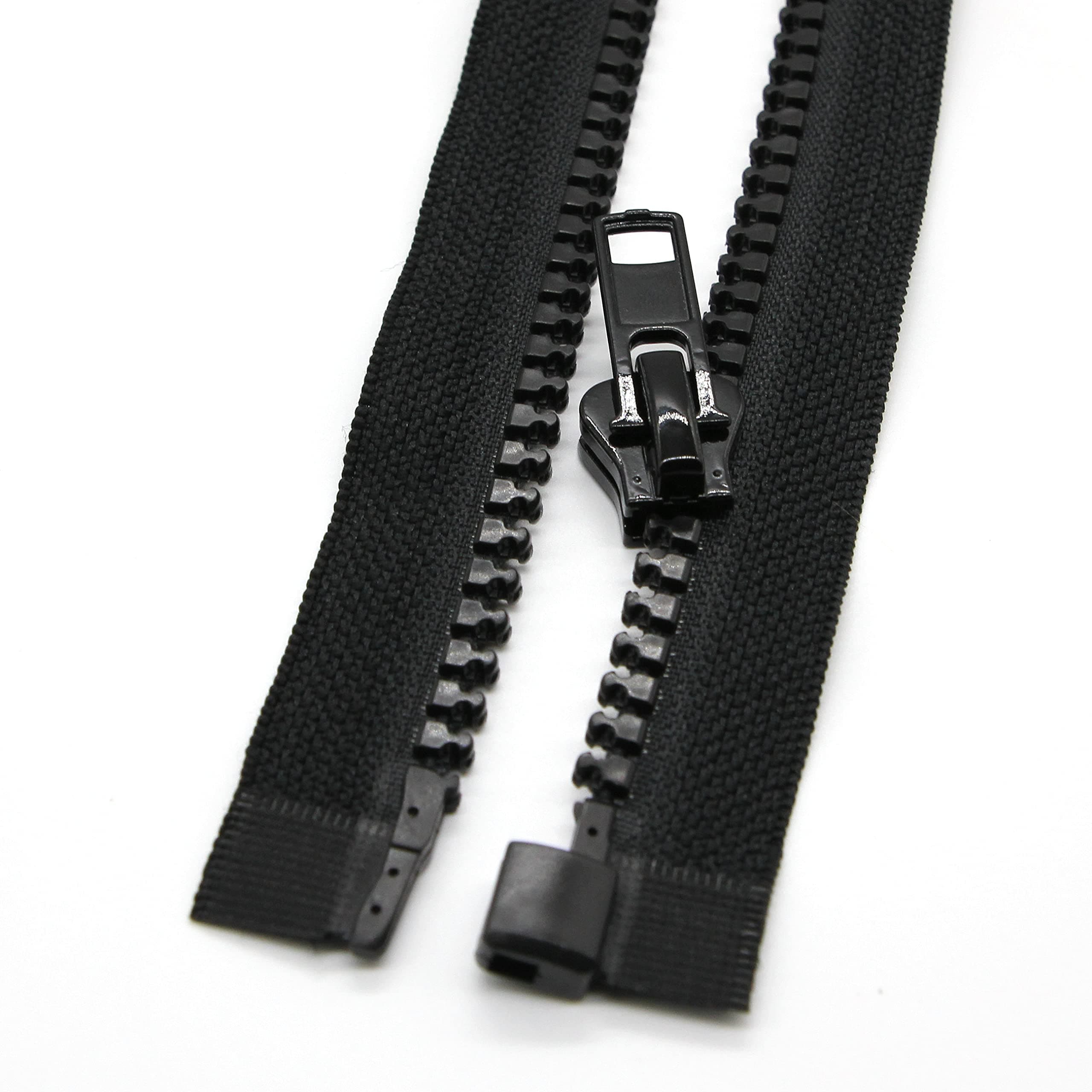 Leekayer 2PCS #5 25 Inch Separating Jacket Zippers for Sewing Coats Jacket 63.5CM Zipper Black Molded Plastic Zippers Bulk (25" 2pc)