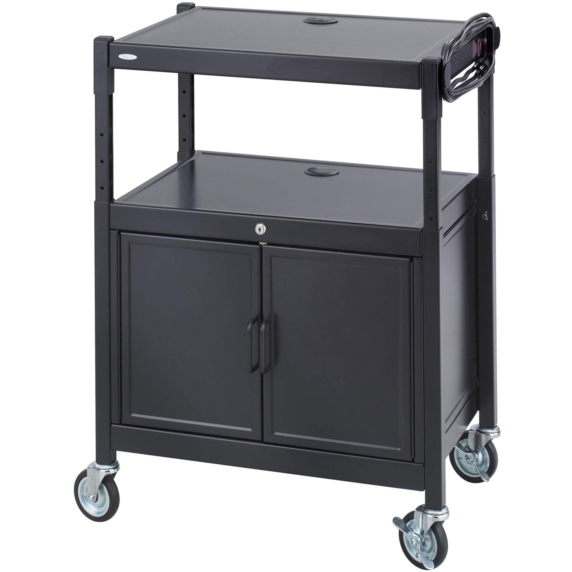 Safco Products Steel Adjustable AV Cart with Cabinet (8943BL)