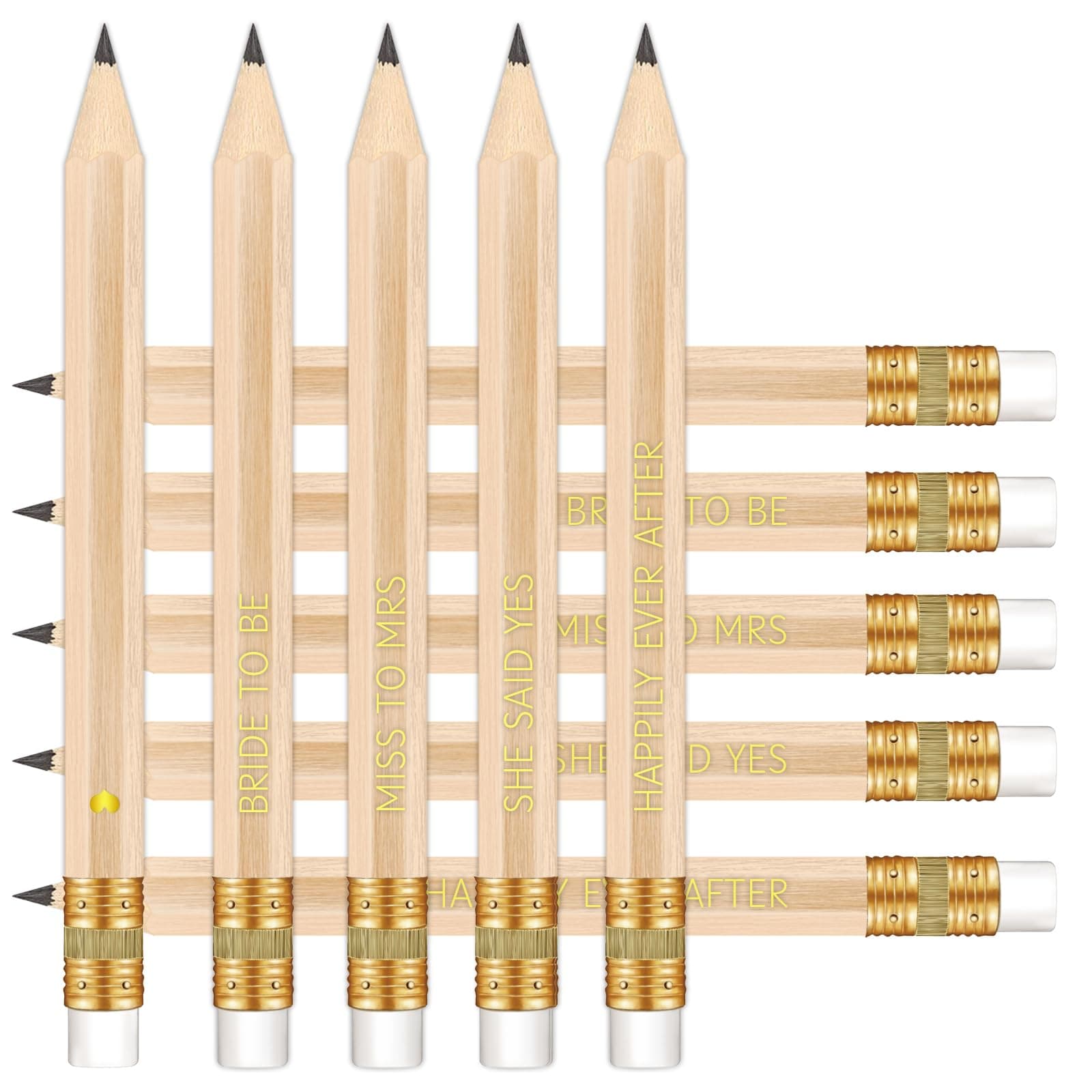 Vusnud Bridal Shower Pencils for Party Games, 50 Pack, 4 In Mini Pencils
