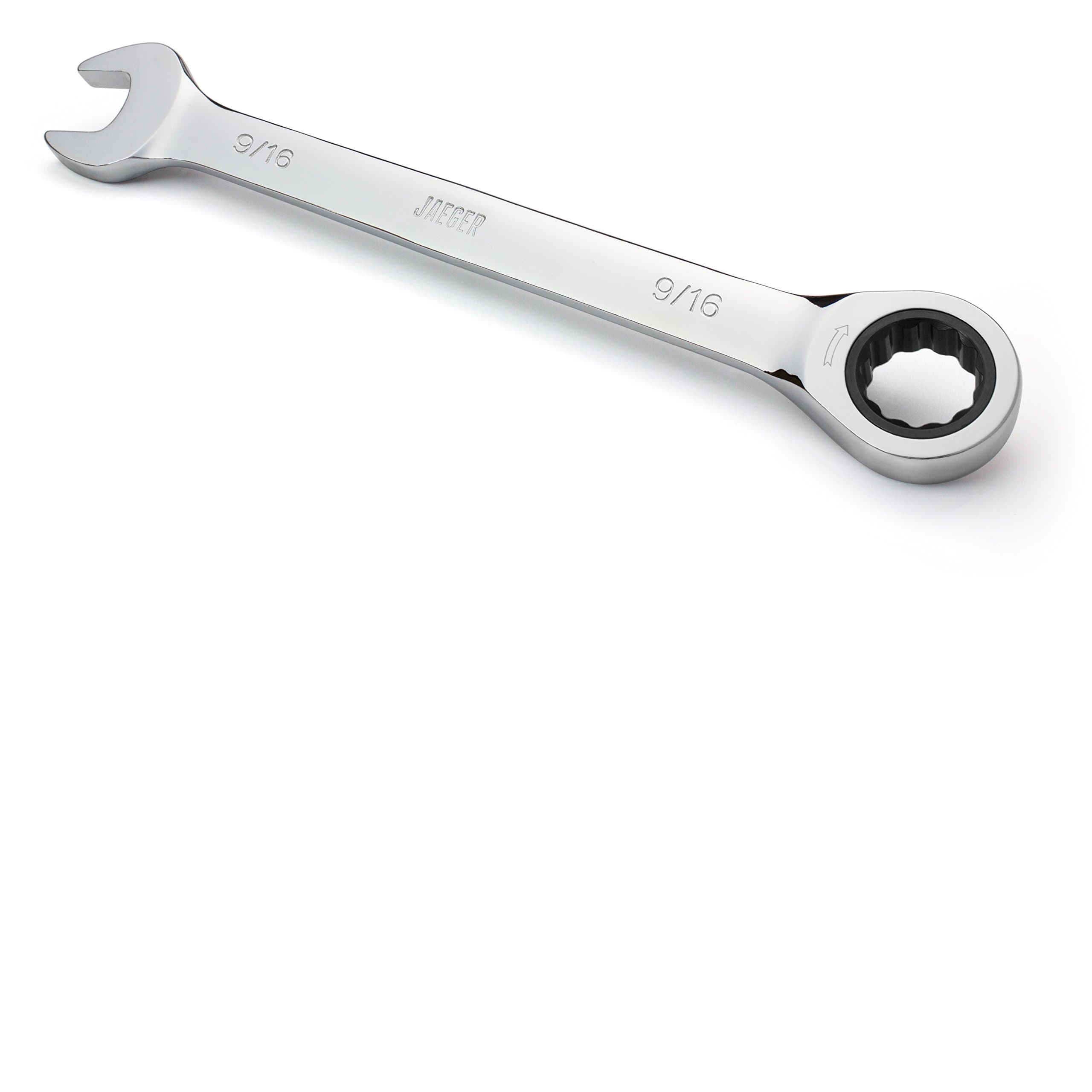 Jaeger 9/16 Inch Ratchet Wrench, 4° Swing, Chrome Vanadium, SAE