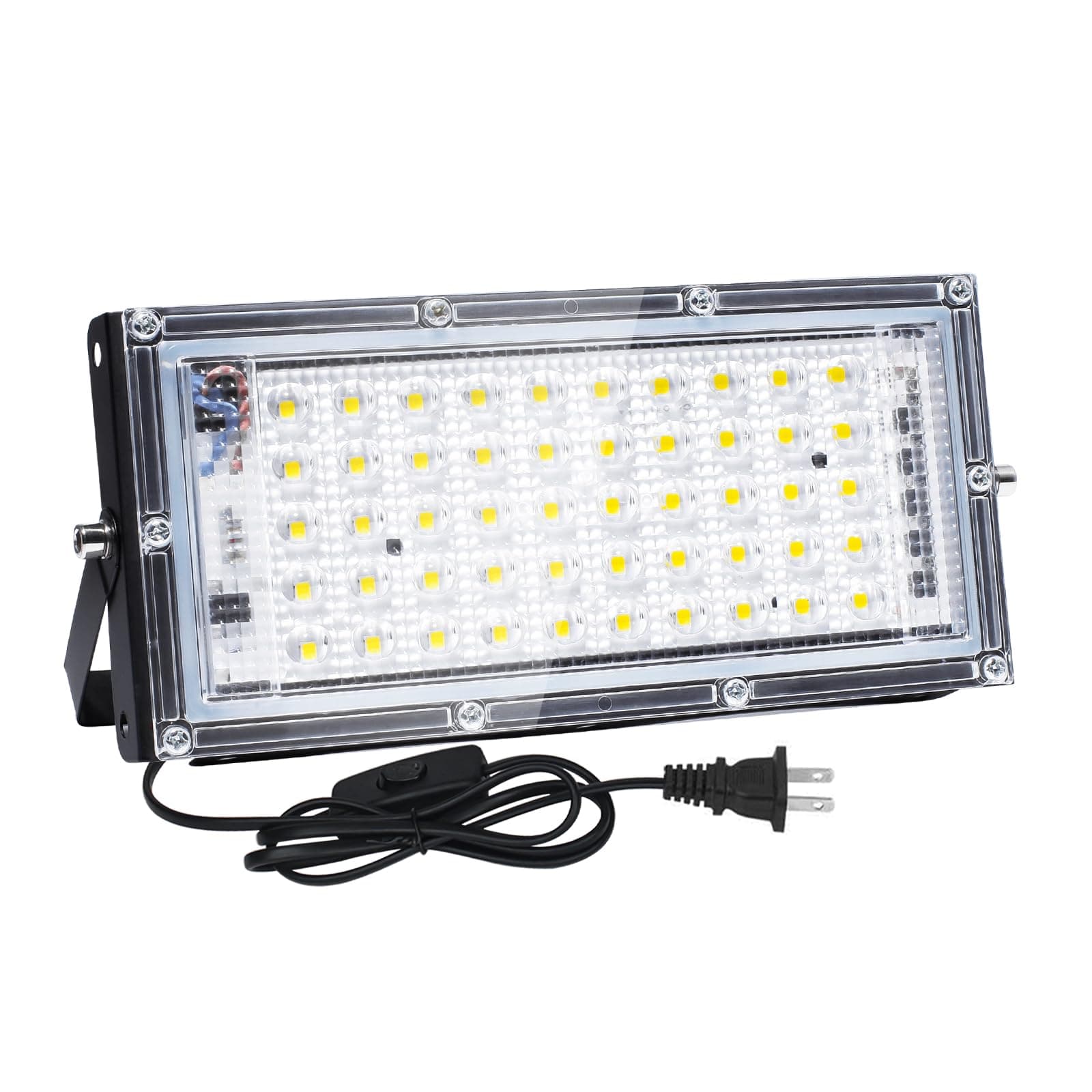 60W LED Flood Lights Outdoor, Super Bright 5000LM Plug in Flood Light Outdoor, IP65 Waterproof Exterior Security Lights, Super Bright LED Floodlight for Garage, Yard, Garden, Backyard