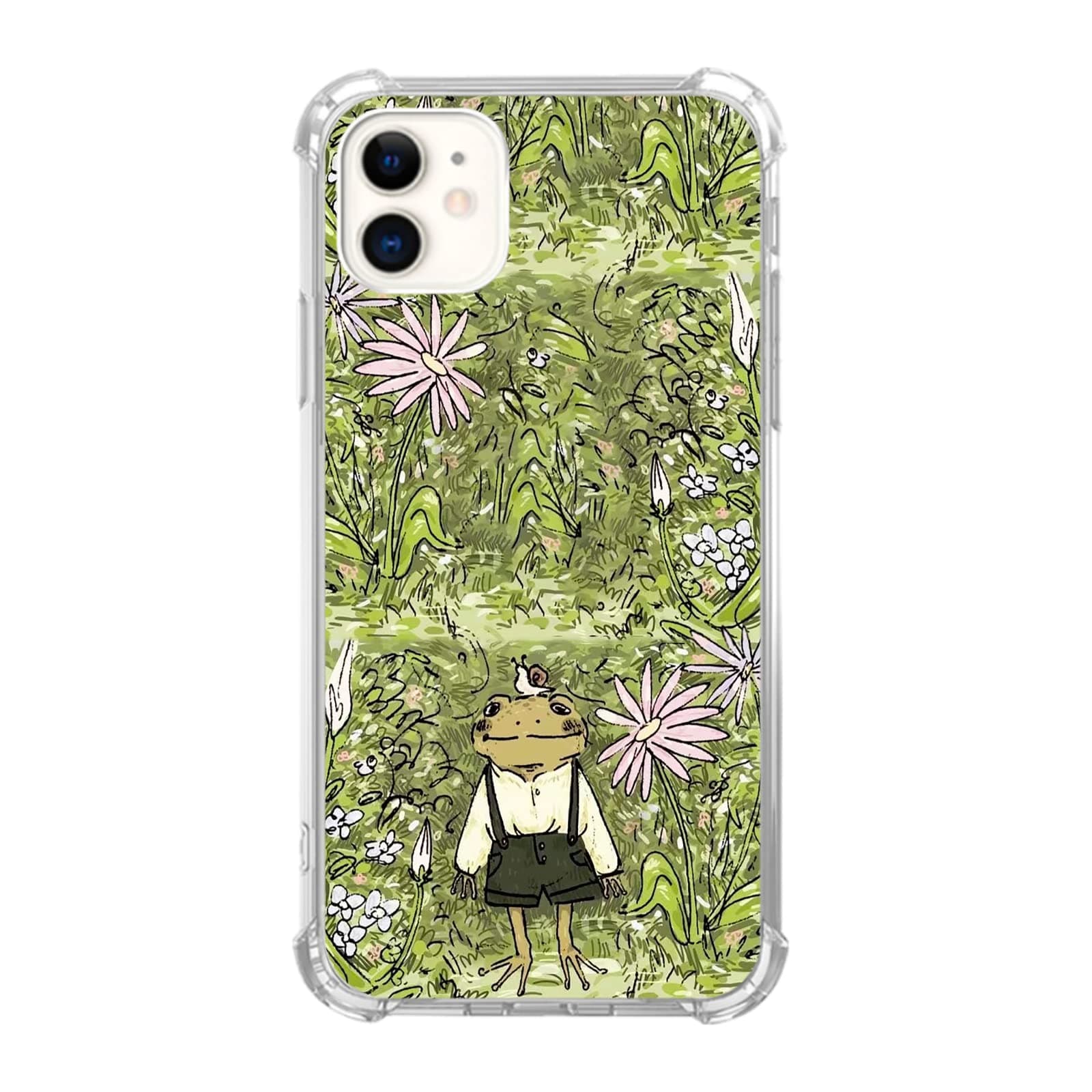 Mabluworqe Hippie Cute Frog Case Compatible with iPhone 11, Frog and Snail and Flowers Case for iPhone 11 for Teens Men and Women, Cool