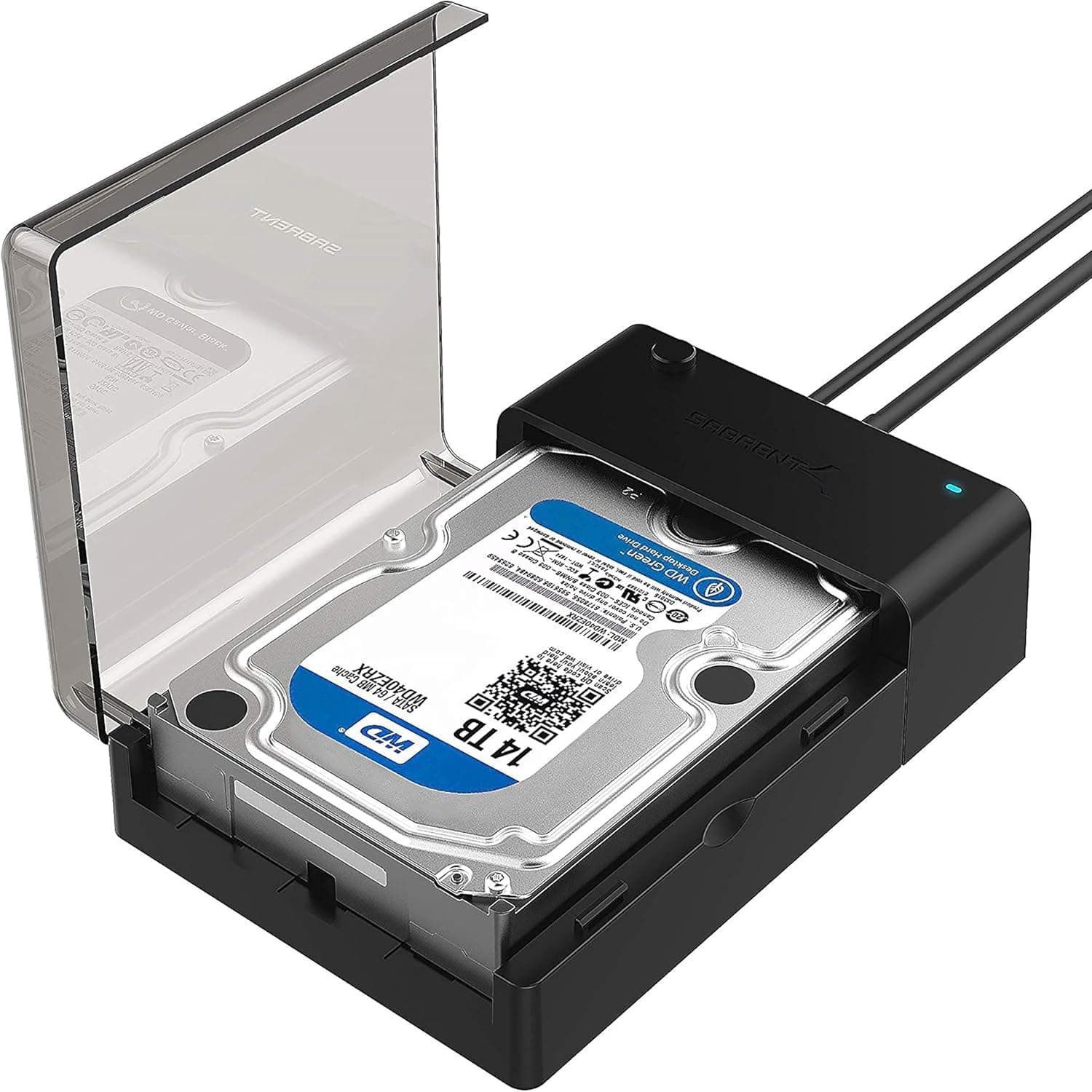 SABRENT Hard Drive Docking Station, SSD HDD 2.5" 3.5" inch SATA case Dock, External SSD Enclosure + Power Adapter, Super Fast Data Transfer, LED Indicator, Tool-Free, USB Cable Included (EC-DFLT)