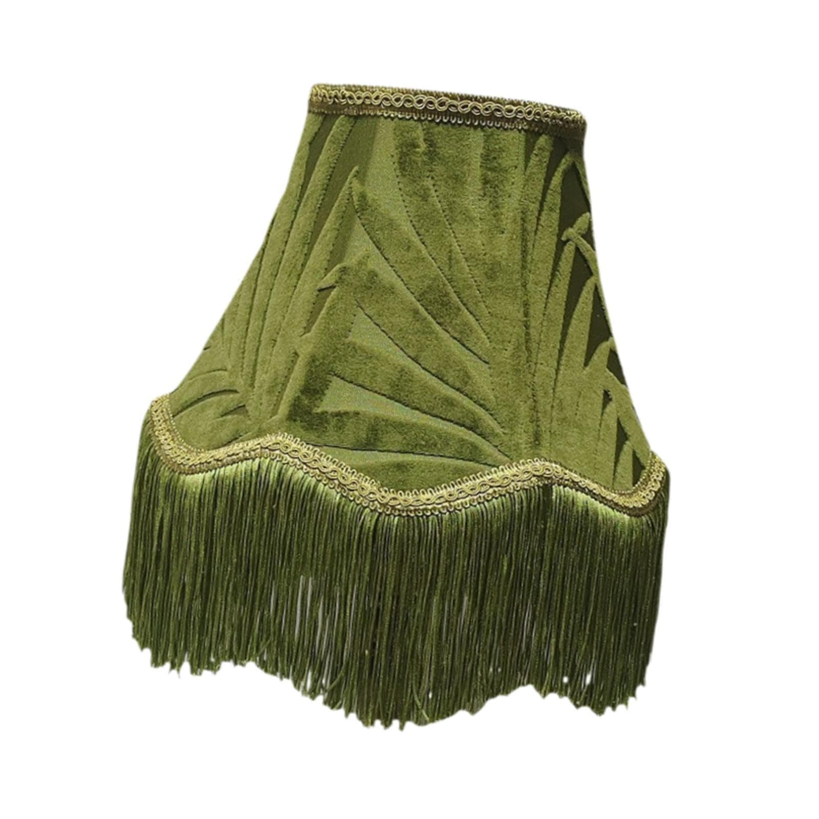 Fenteer Bell Shape Scallop Lampshade, E27 Romantic Vintage Lampshade, Fringe Trim Velvet Lamp Shade for Office