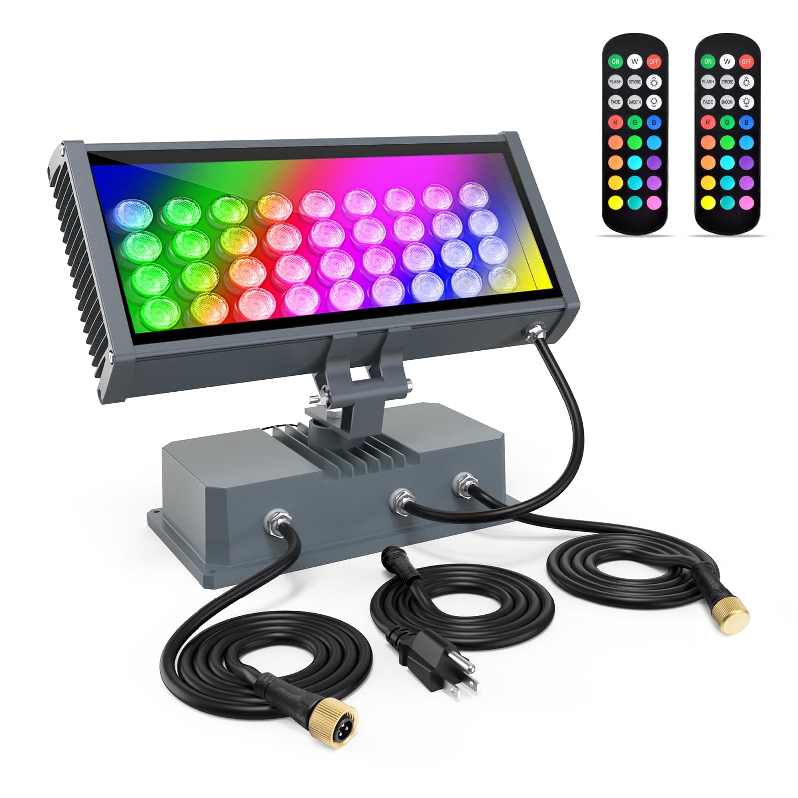 144W LED Linkable Wall Washer Light with RF Control, 14400LM RGBW 5700K Color Changing LED Flood Lights AC120V Spotlight Bar for Indoor Outdoor Lighting, Casinos, Weddings, Parties, Wall, Landscape