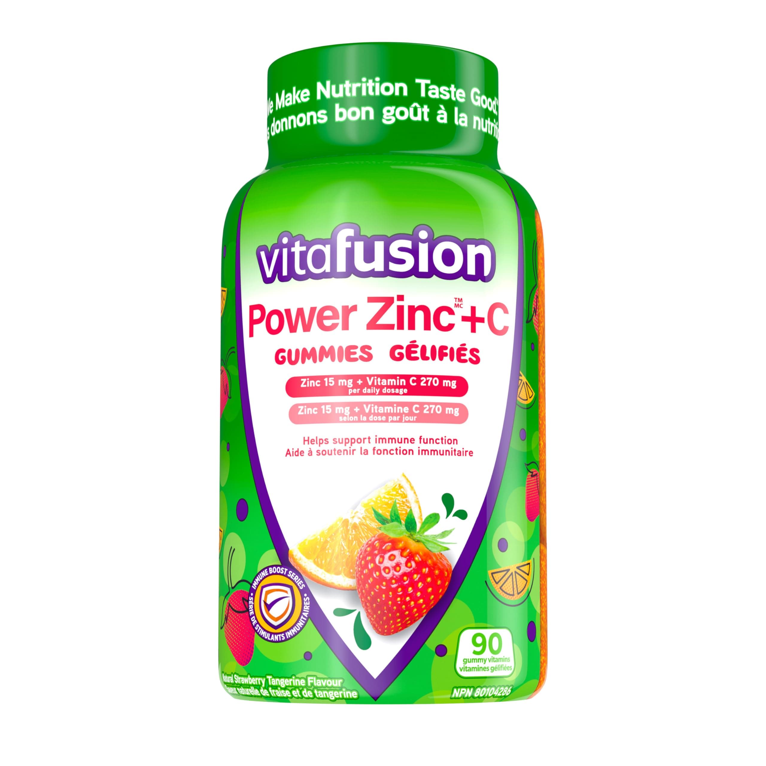 Vitafusion Power Zinc + C Gummy Vitamins - Helps Support Immune Function, Antioxidants, Healthy Hair, Skin, and Nails, One Month Supply - 90 Count