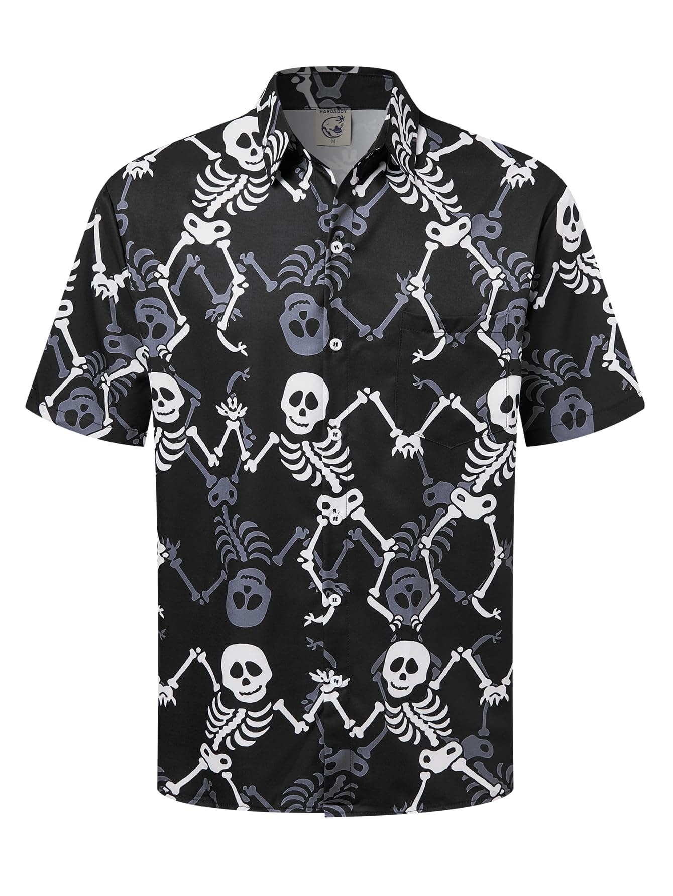 Hardaddy Men's Halloween Shirt Short Sleeve Button Down Funny Print Casual Shirt, Black4, Large