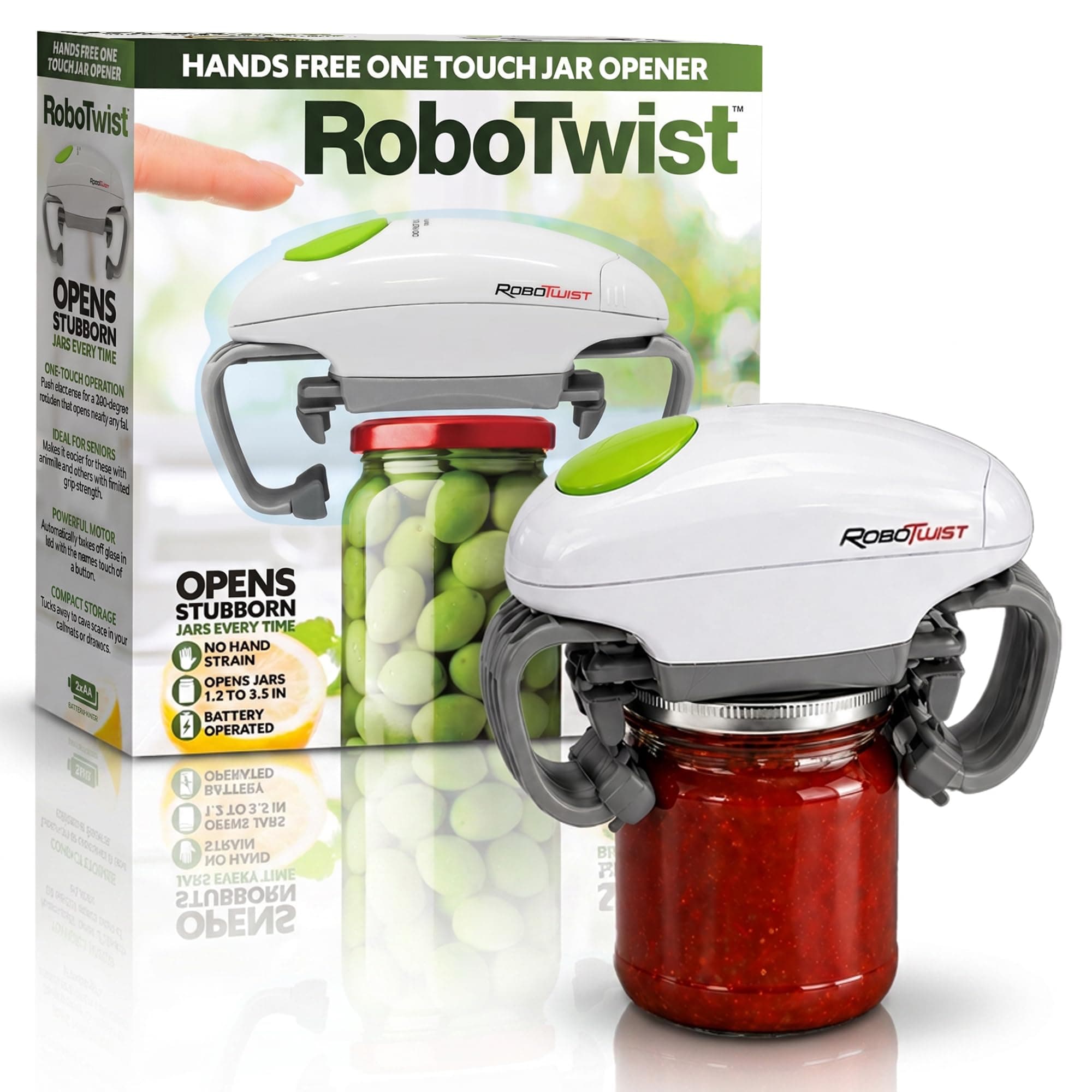 Robotwist Jar Opener, Automatic Jar Opener, Deluxe Model with Improved Torque, Robo Twist Kitchen Gadgets for Home, Electric Handsfree Easy Jar Opener – Works on All Jar Sizes, As Seen on TV