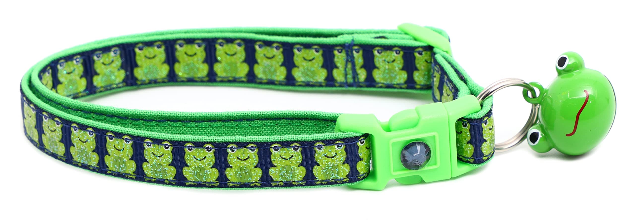 Frog Cat Collar - Safety - Breakaway - Pugs2Persians (Large(10lbs & Up), Navy)