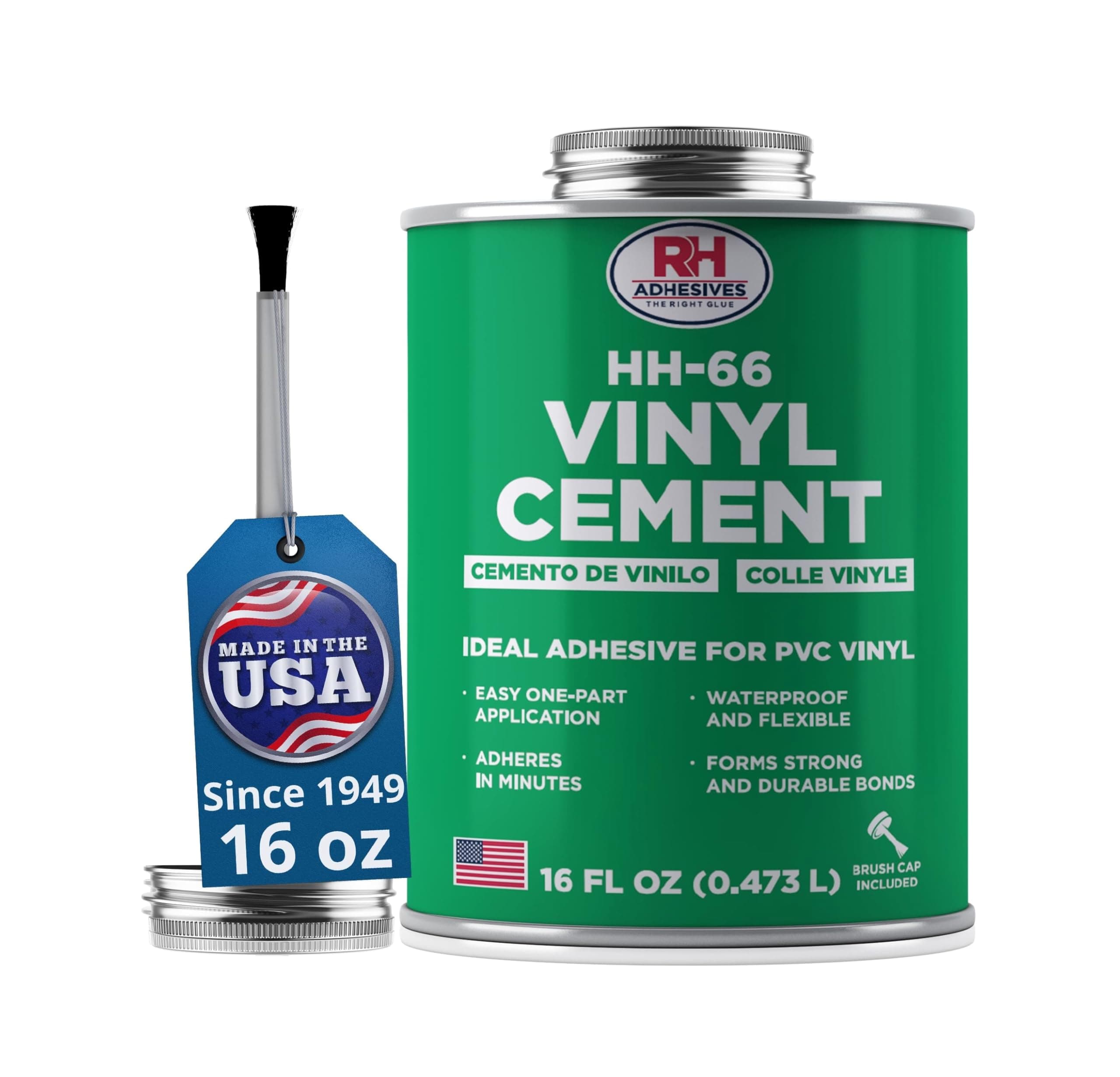 HH-66 Vinyl Cement, 16 oz. can - Vinyl Adhesive, Cement Glue, Repair Glue, Inflatables, Pool Liner, Tarps, Tents, Awnings, Mats, Covers, Waterproof, High Strength, Long Lasting, RH Adhesives