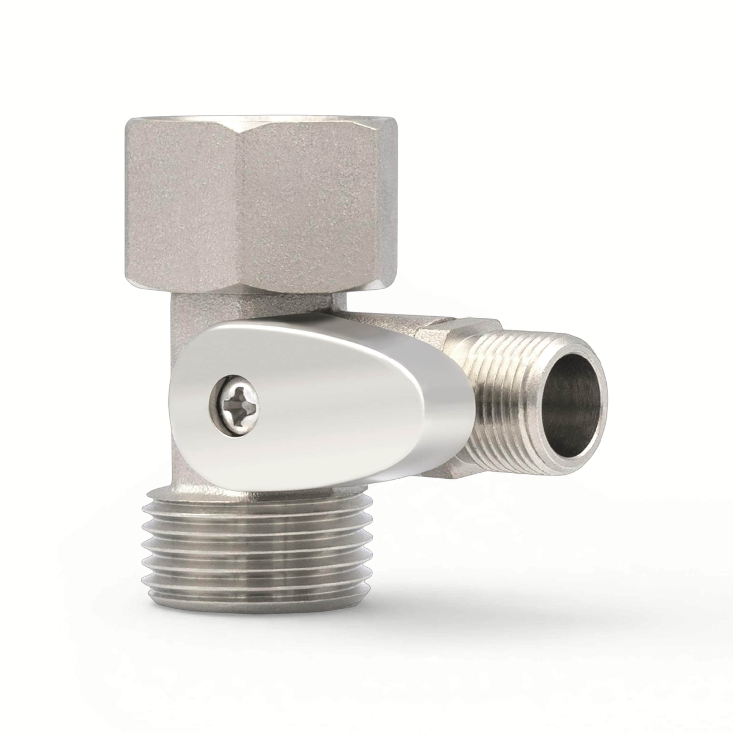 LUXE Bidet 7/8" x 7/8" x 3/8" Nickel Cold Water Shut-Off Valve T-Adapter