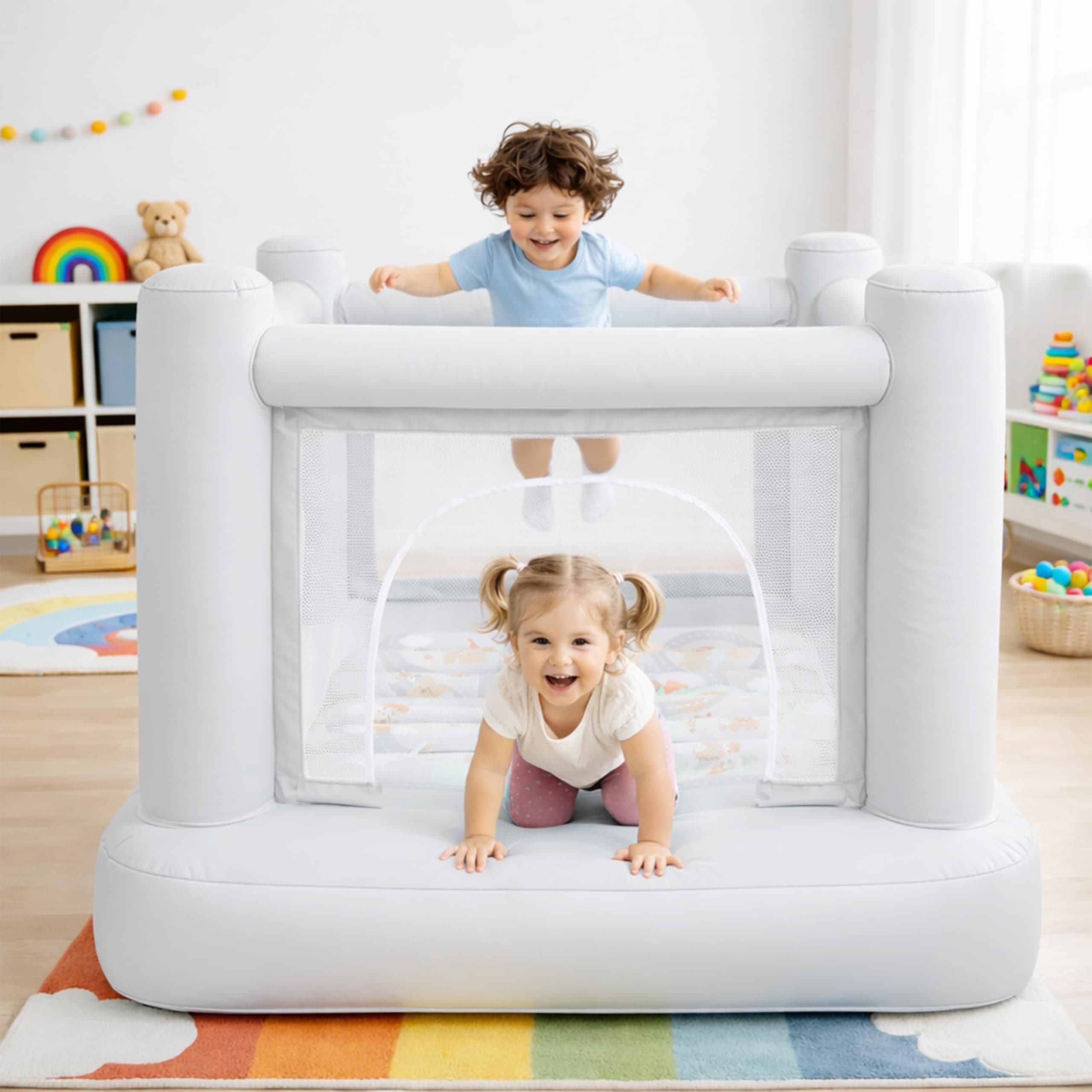Dream Castle Mini Bouncy House, Electric Pump, Toddler Bouncy House for 3-6 Years Kids, Indoor or Outdoor Playhouse, Bouncy Castle, Commercial PVC Materials