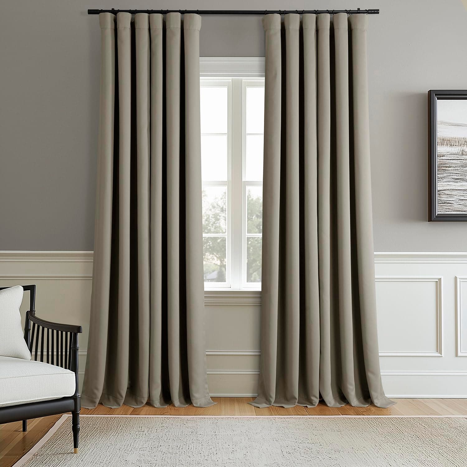 HPD Half Price Drapes Room Darkening Curtains for Bedroom 96 Inches Long (2 Panels) - Rod Pocket 100% Polyester Curtains & Drapes for Living Room and Windows - 50W x 96L, Dark Warm Taupe