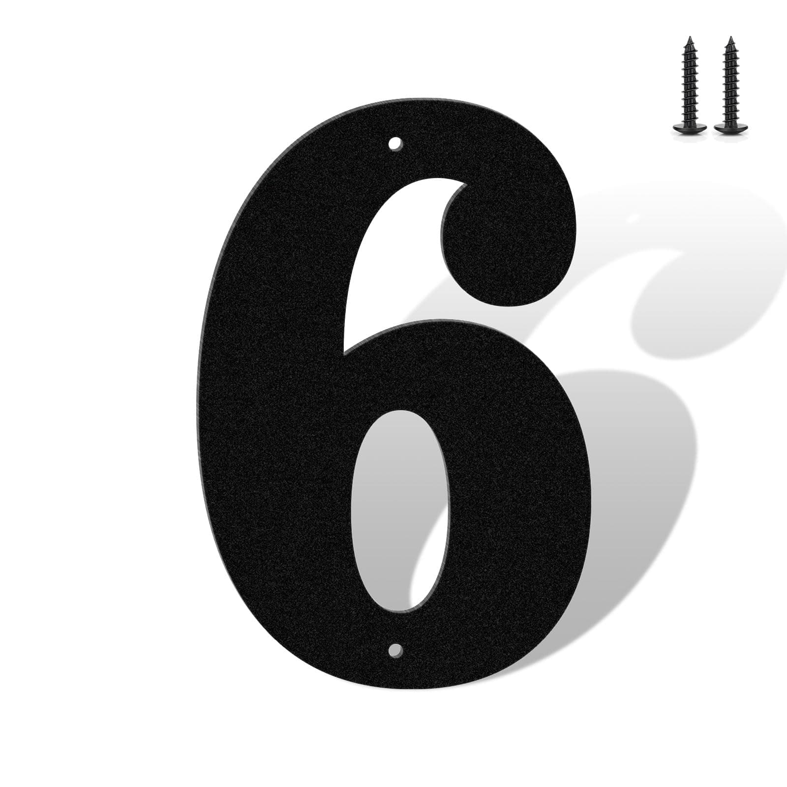 7" House Numbers for Outside Modern Address Sign - Matte Black Metal Letters Door Numbers Plaque for Home Street Garden & Office Weatherproof Number Letters (Number 6)
