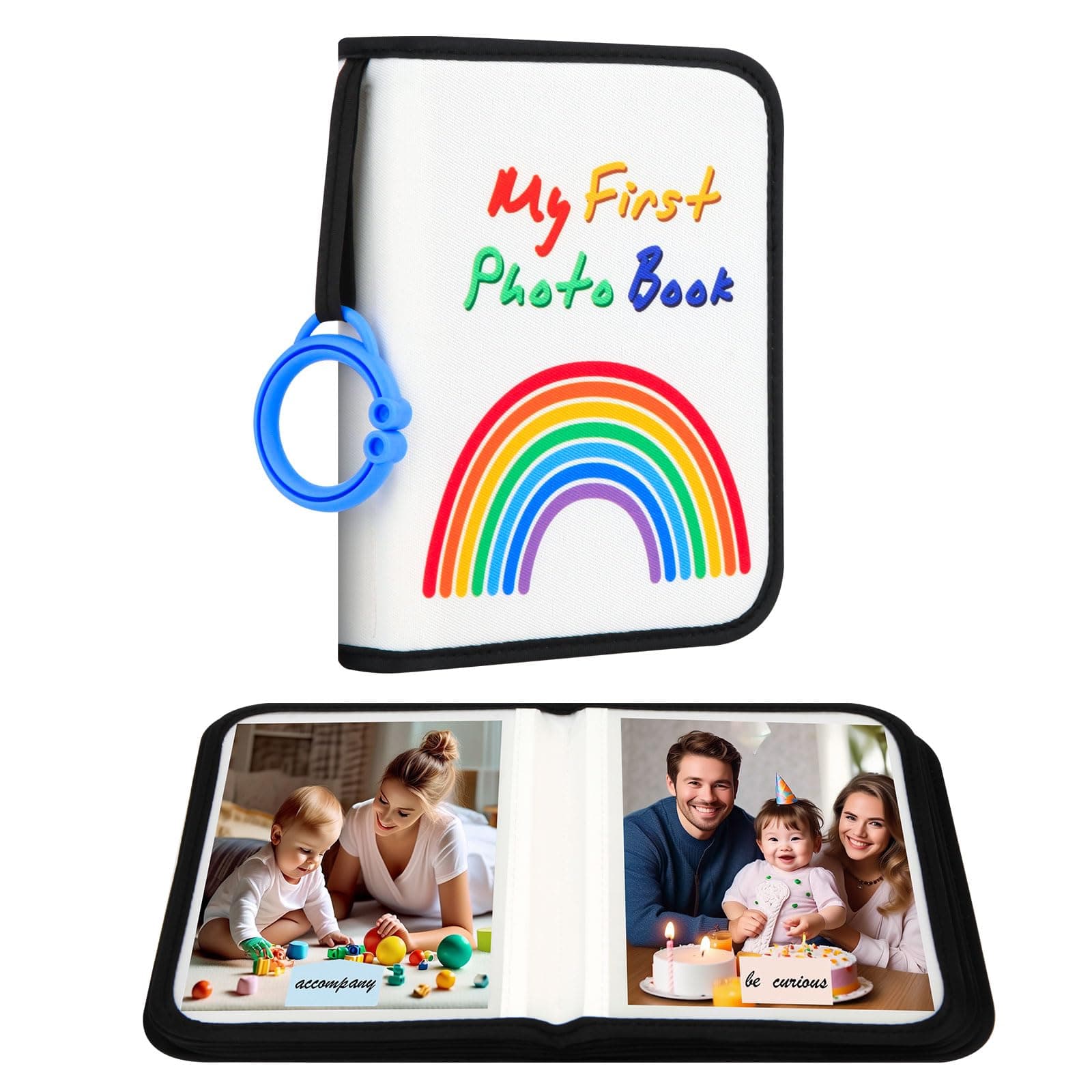 Xfveiwoo My First Baby Photo Album, 21 4x6 Photos, Soft Cloth, Black