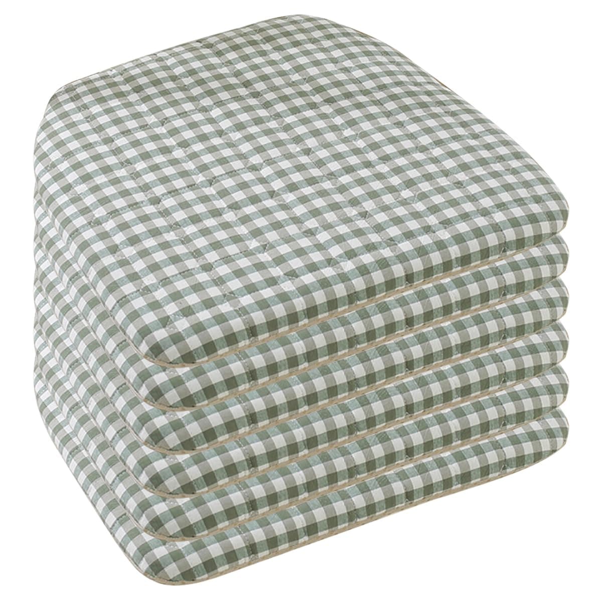 Gavilion Seat Cushion for Dining Chairs Set of 4, Indoor Chair Pads with Ties and Non Slip Backing, U-Shaped Plaid Chair Cushion for Kitchen Office Outdoor,Green,6 Pack