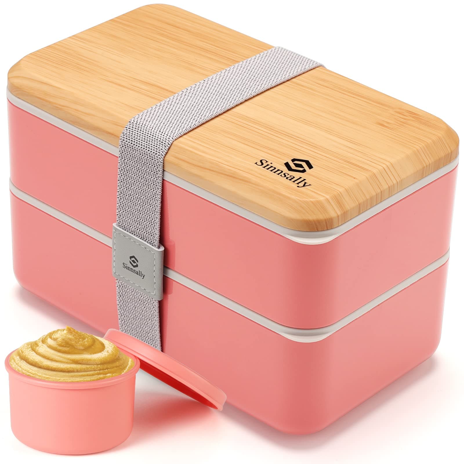 Sinnsally Bento Box for Kids and Adults, Stackable Japanese Bento Lunch Box Containers for Teens/Women with Compartments(47oz),Modern Lunch Containers with Utensil Set,Leak-Proof Lunchbox,Rectangle