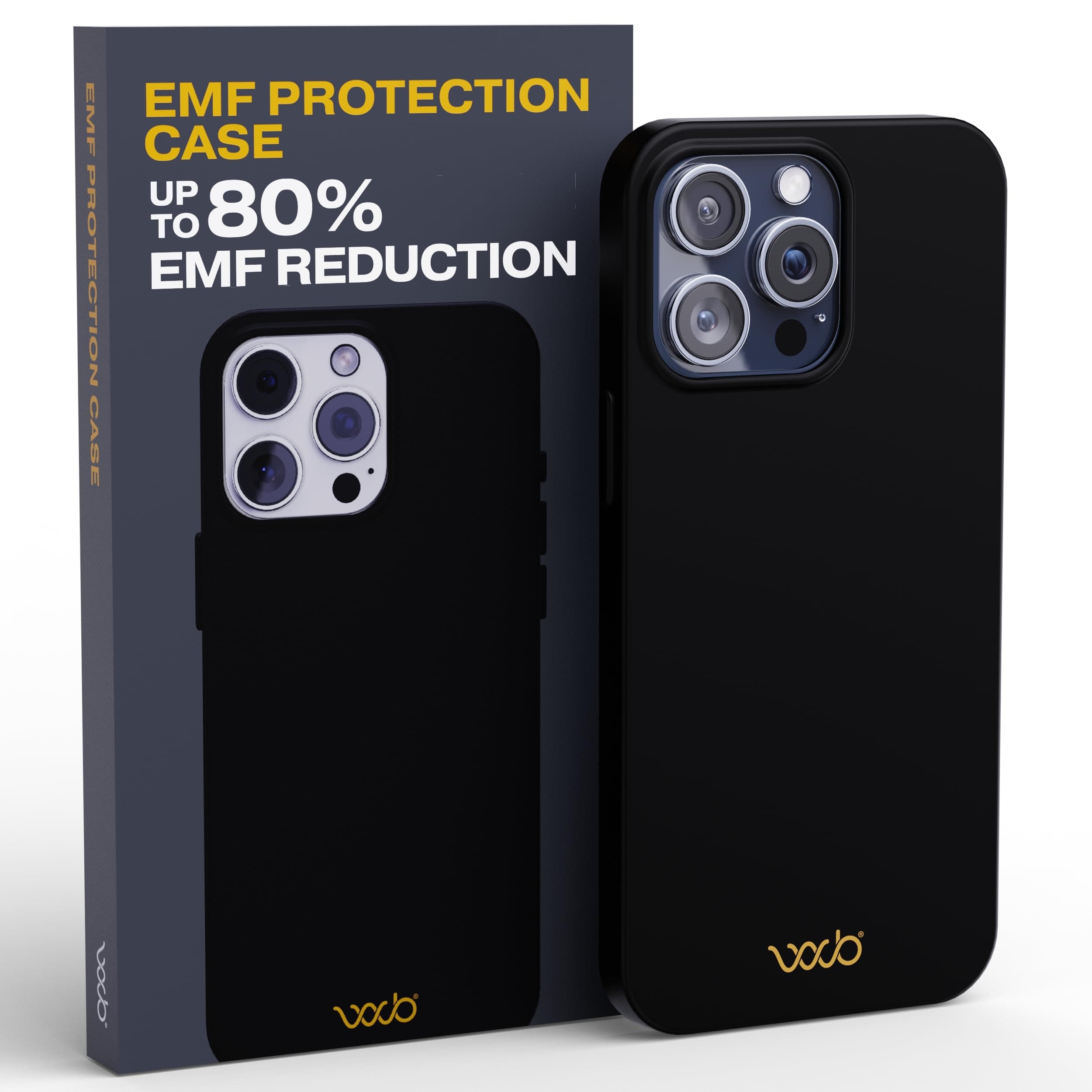 WAVEBLOCK EMF Protection Silicone iPhone Case, Radiation Blocker Cell Phone Case, 5G Shield Reduction, Lightweight, USA Patented and Tested in FCC Lab, iPhone 15 Pro Max Black