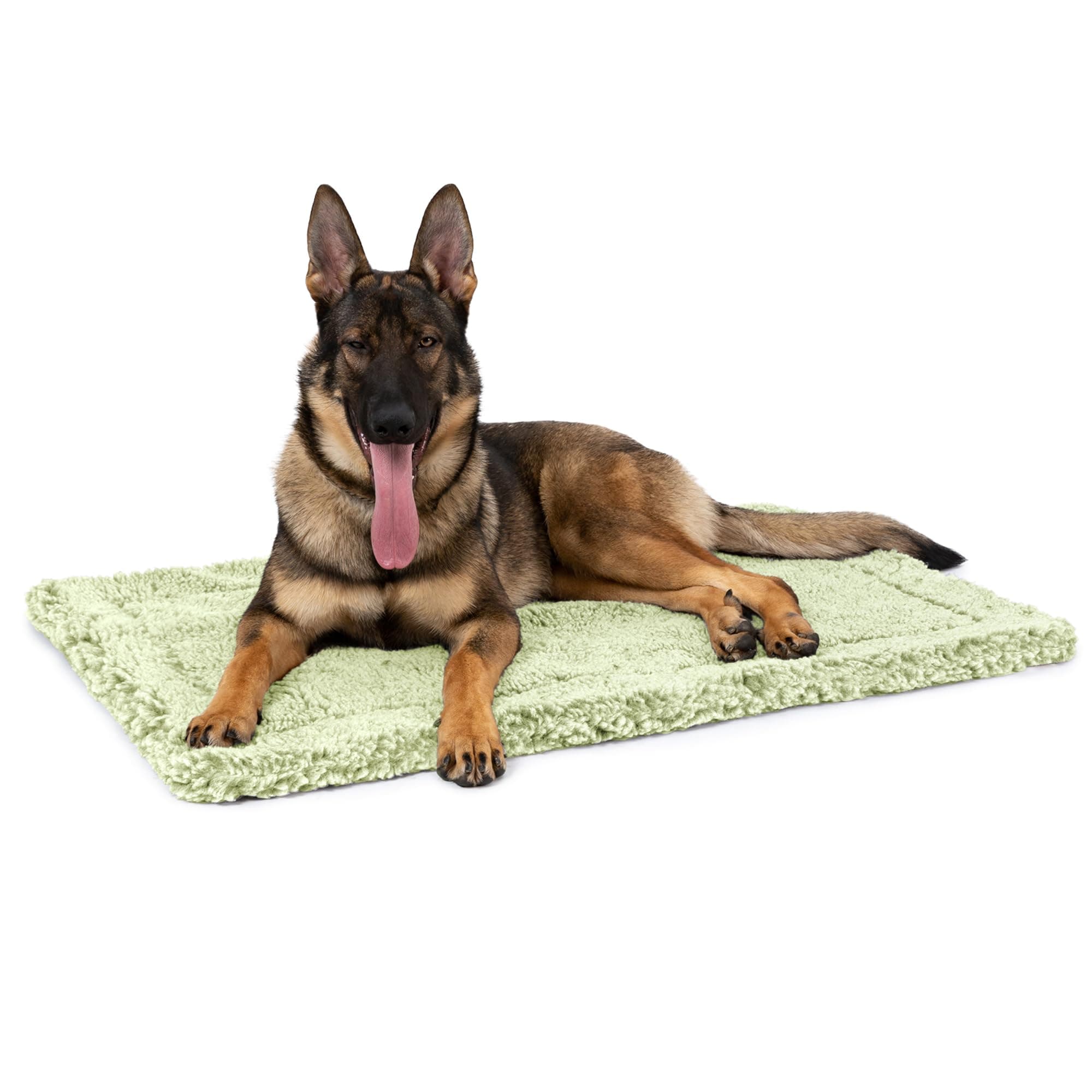 PELZIN Stoutwool Indestructible Dog Bed - Fluffy Chew Proof Dog Crate Pad - Tough Dog Kennel Pad for Aggressive Chewers - Ideal for Extra Large Dog Breeds & Fits 48-Inch Crate - 47"x29", Gleam