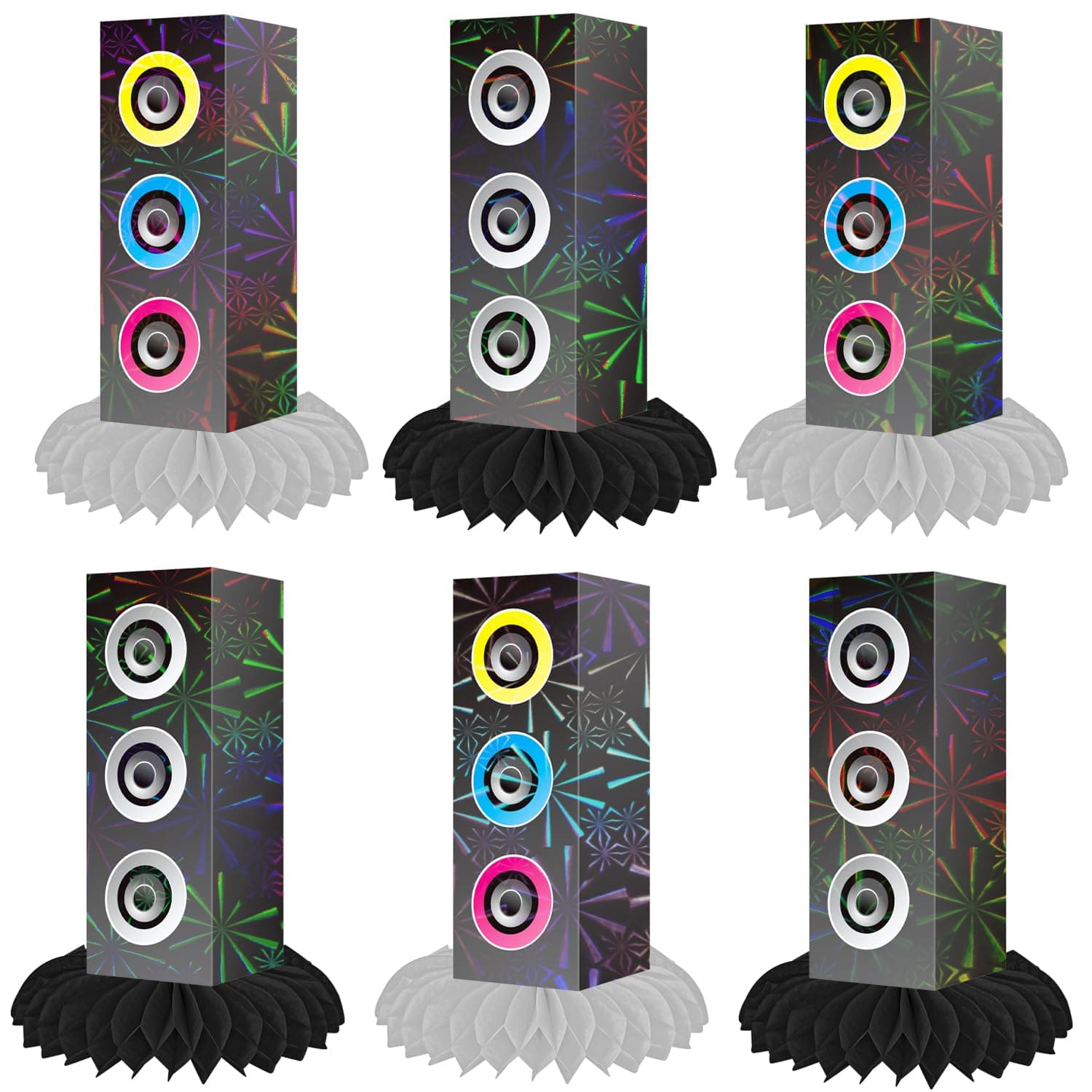 CANDY CHEF Hip Hop Party Honeycomb Centerpieces 9Pcs 80s 90s Party Decorations Radio Speaker Table Centerpieces Boombox Birthday Decor for Retro Music Themed Party Supplies