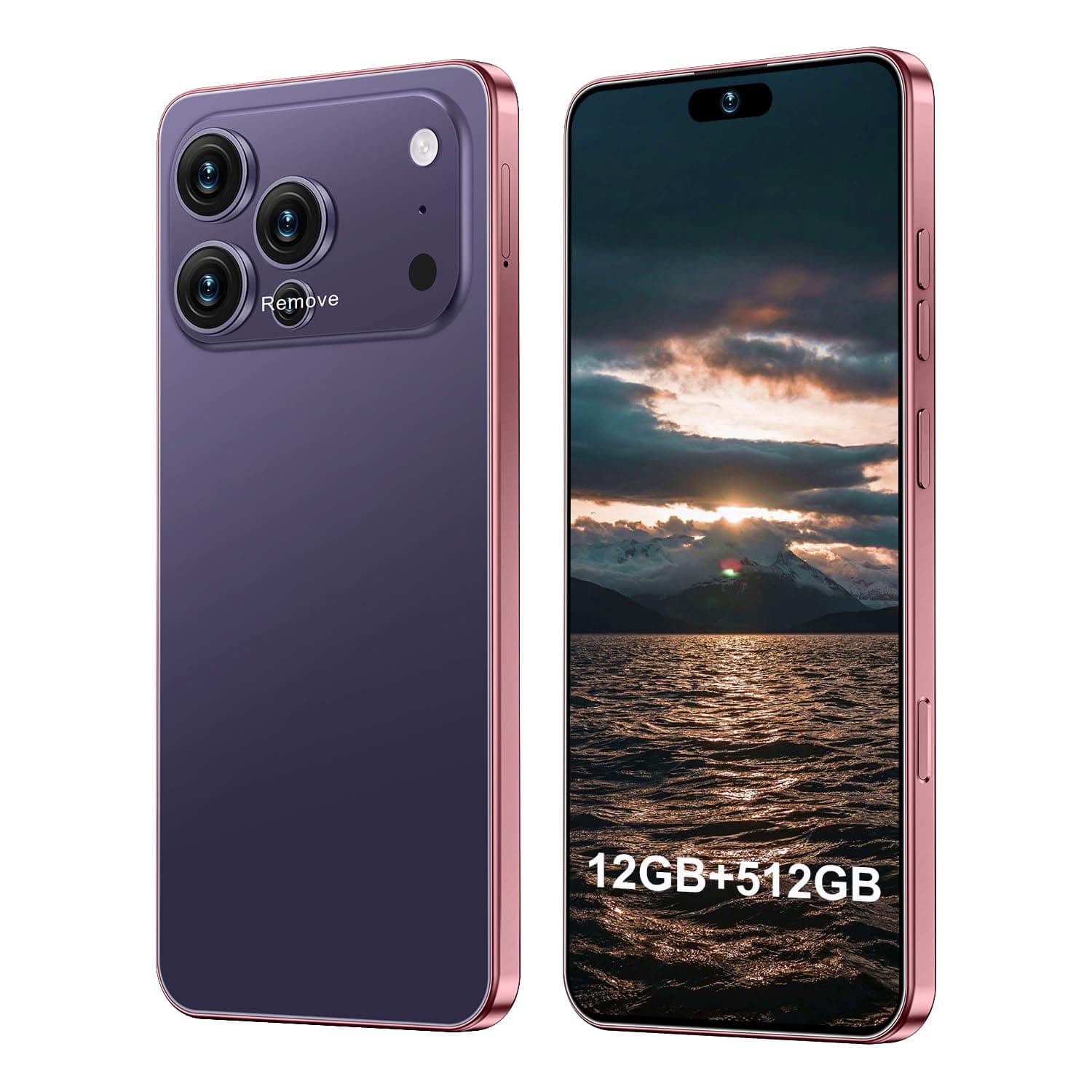 KHUYTOR 17PM Smartphone New Upgrade 12GB+512GB/6.99" Display 68+108MP Zoom Camera,Tempered Glass Finish, 7000mAh Android 15 (Dark Purple)