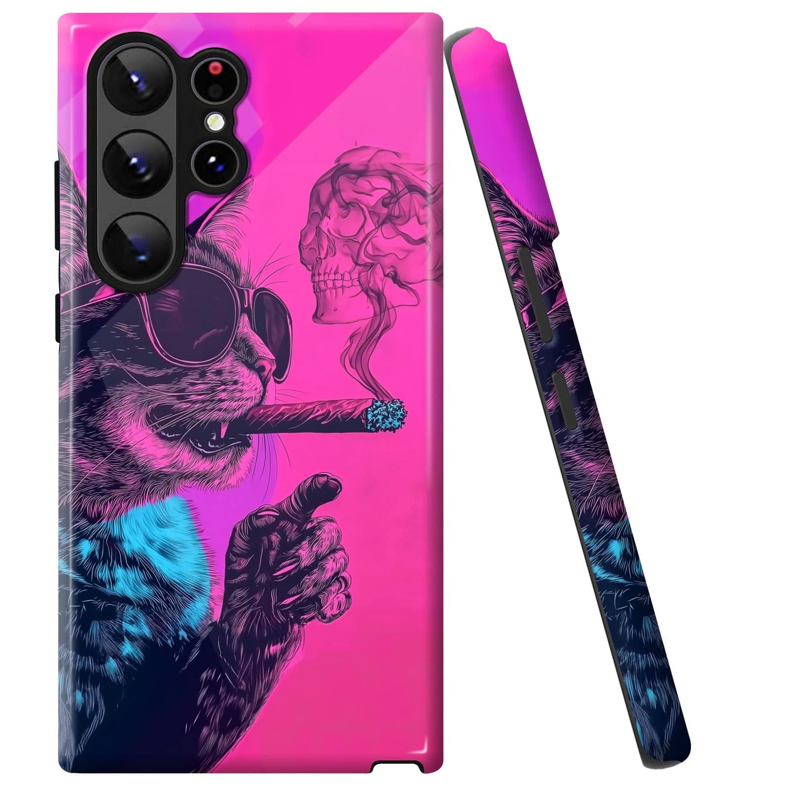 BVCLKJPOI for Samsung Galaxy S23 Ultra Case, Girl Women Boy Shockproof Dual-Layer TPU+PC Phone Cover, Anti-Scratch Slim Durable Hard Hybrid Shell for Galaxy S23 Ultra 5G 6.8", Skull Cat