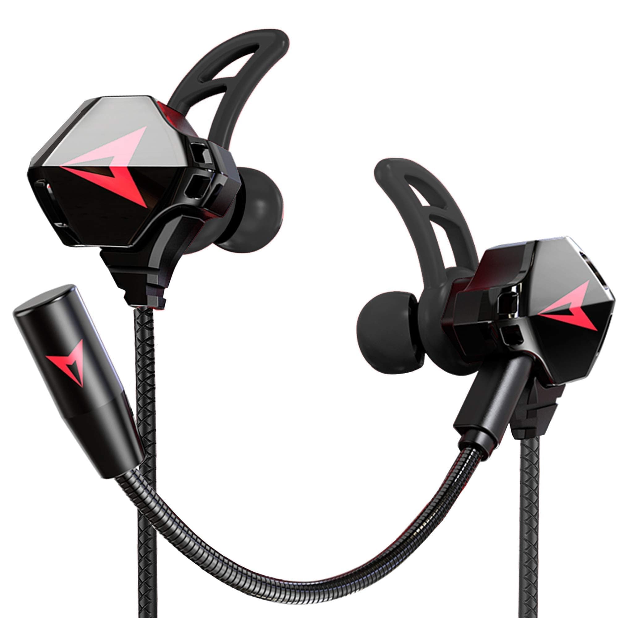 KASOTT Battle Buds Pro in-Ear Gaming Headset with Dual Microphone, Mute and Volume Control, Gaming Earphones Wired for Mobile Gaming, Nintendo Switch, Xbox One, PS, PC (New-Black)