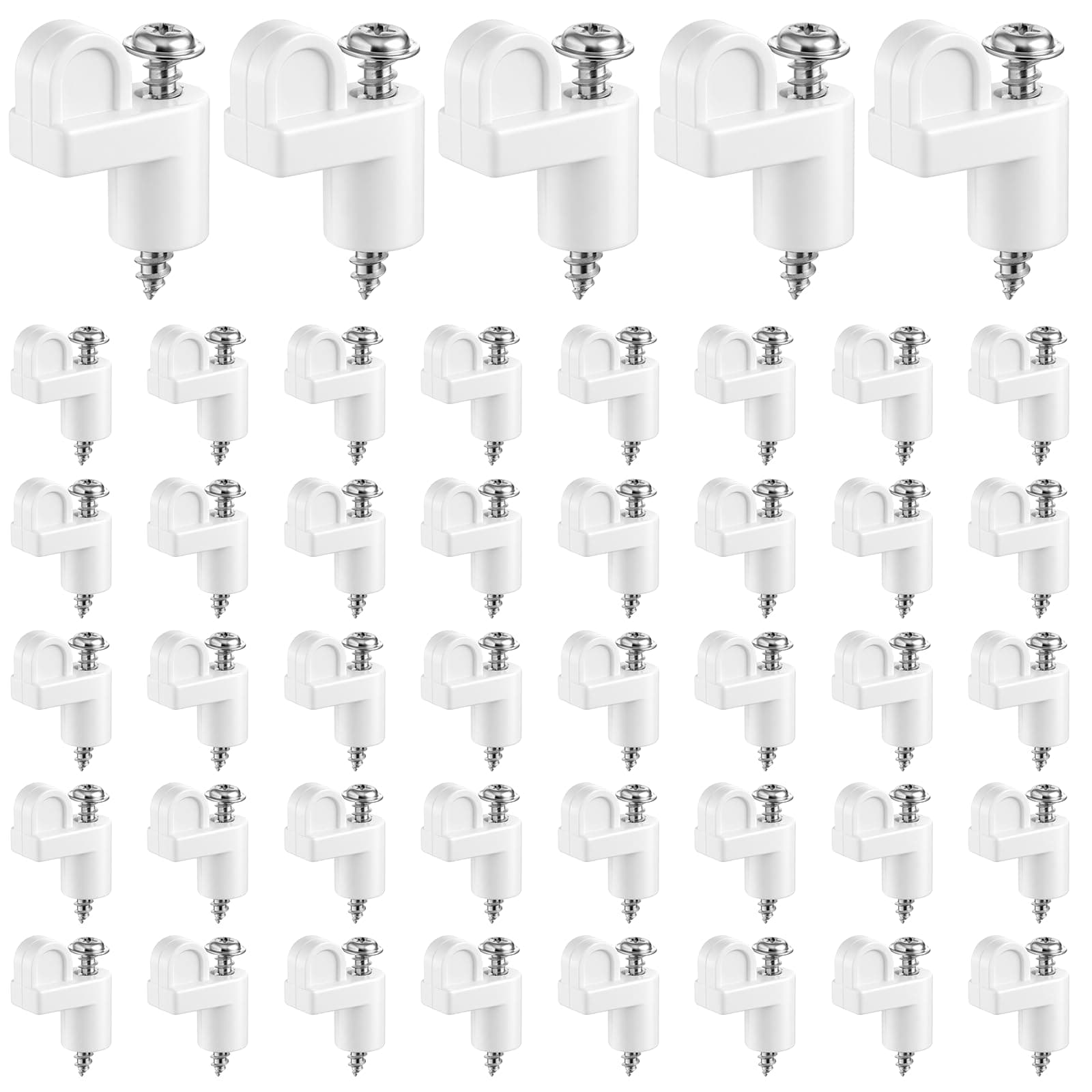 Yuanan 48 Pack 3/8 Inch Window Screen Clips with Screws, Storm Window Clips Screen Clip Sturdy Storm Panel Retainer Clip for Fasten Screens, Windows and Windproof Door Panels-White
