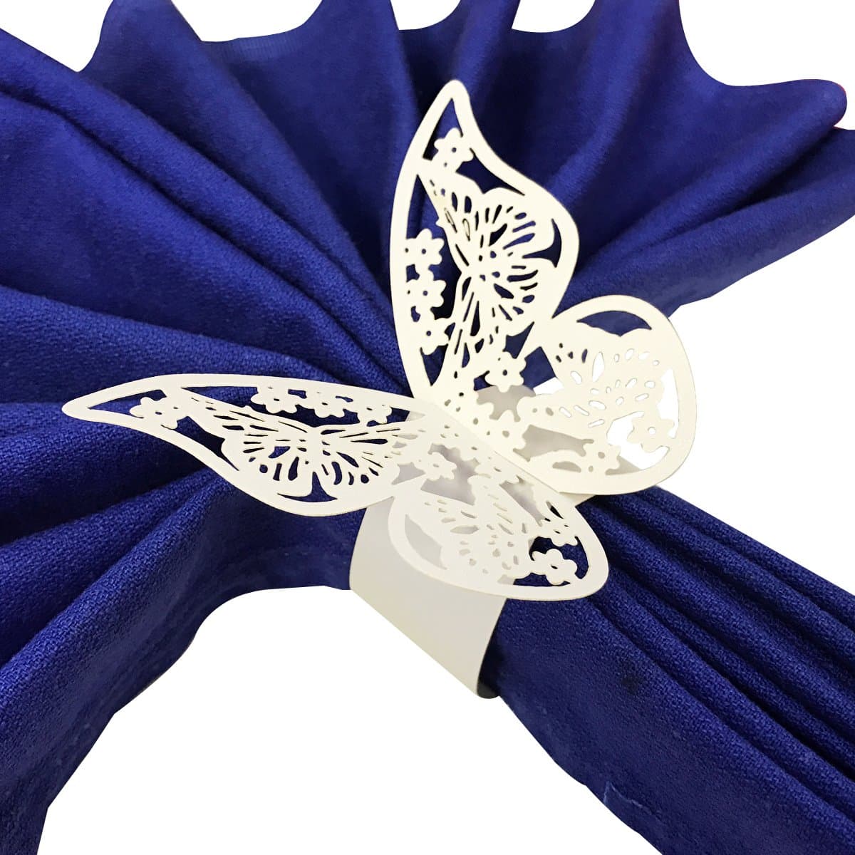 Allydrew Laser Cut Butterflies Wedding Napkin Rings (Set of 50), White