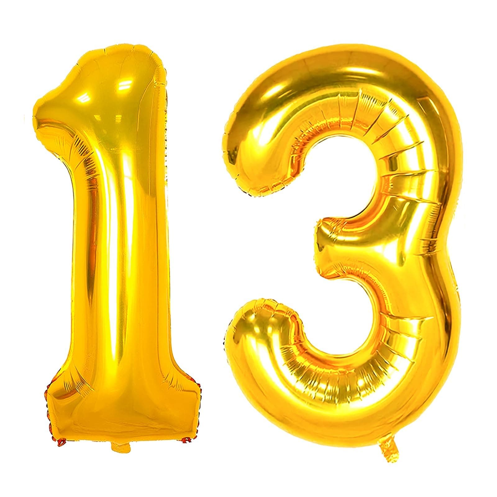 42" Large Number Gold Balloons 13th Birthday Decorations Mylar Large Helium Numbers Balloons for Birthday Anniversary Party Decorations