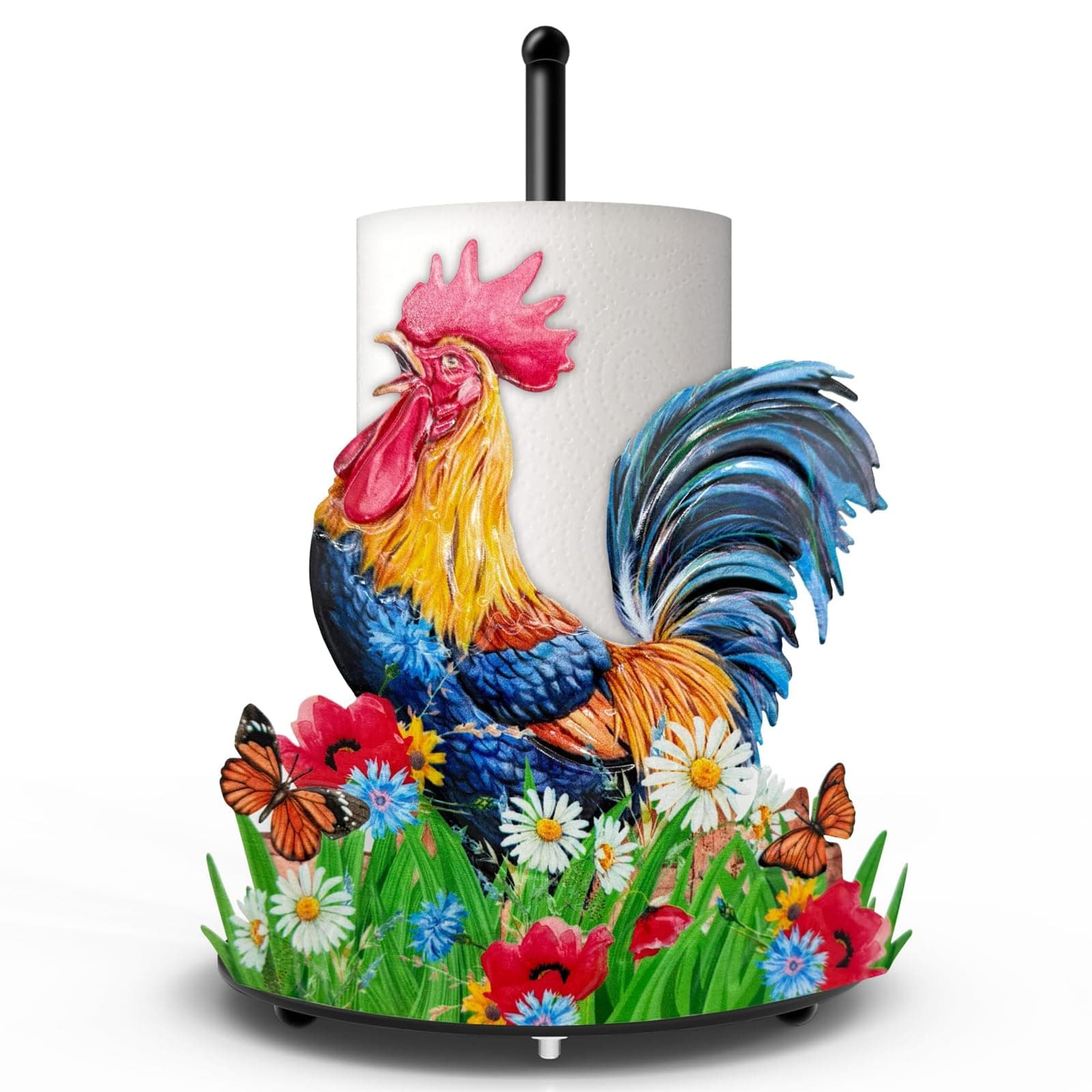 Hexagram Rooster Decor Paper Towel Holder