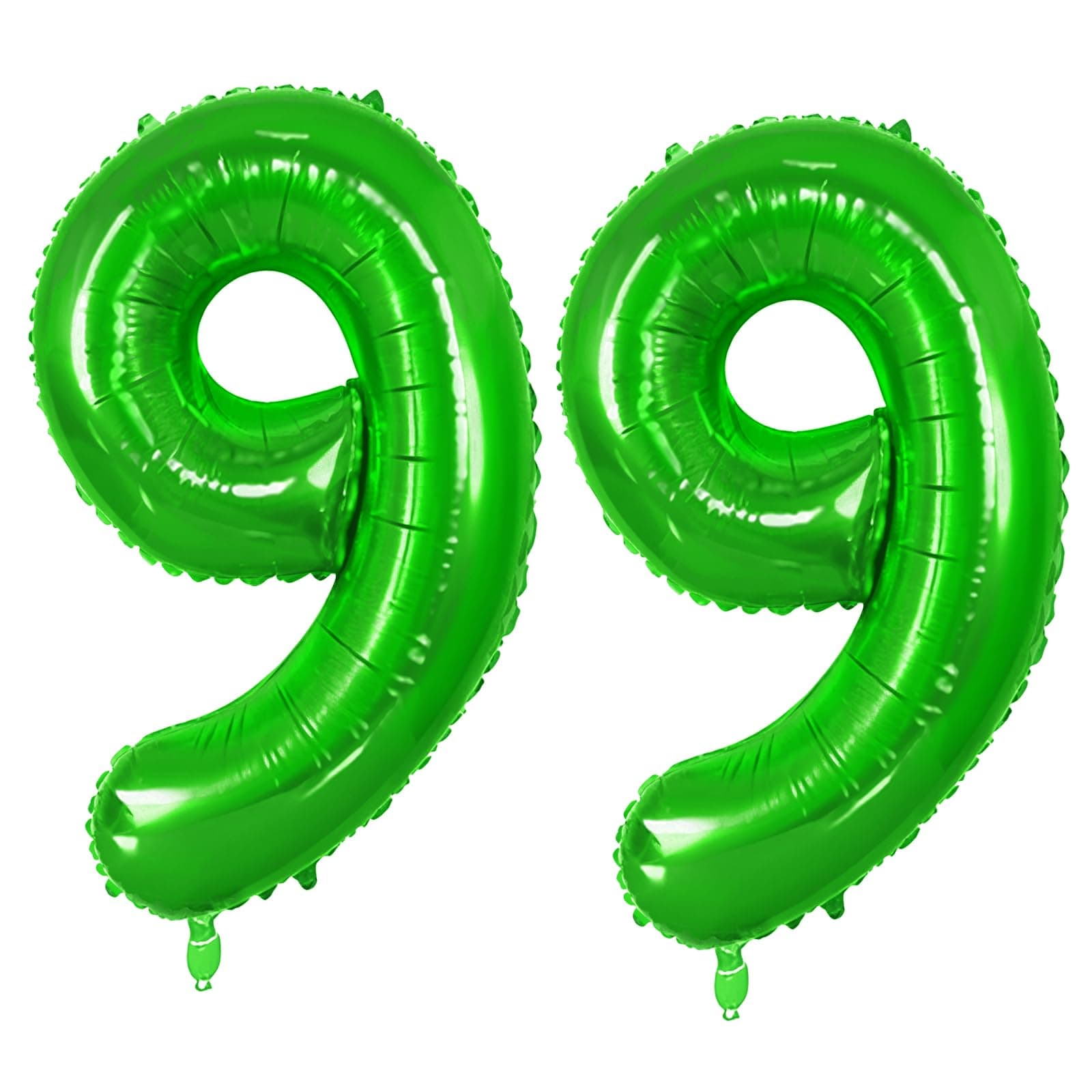 Balloons Number 99 for 99th Birthday Party Decorations, 0-100 Large No. 99 Balloons for Women, Men and Grandpa, Grandma, 40 Inch Fruit Green Foil Helium Balloon for 99 Years Old Anniversary