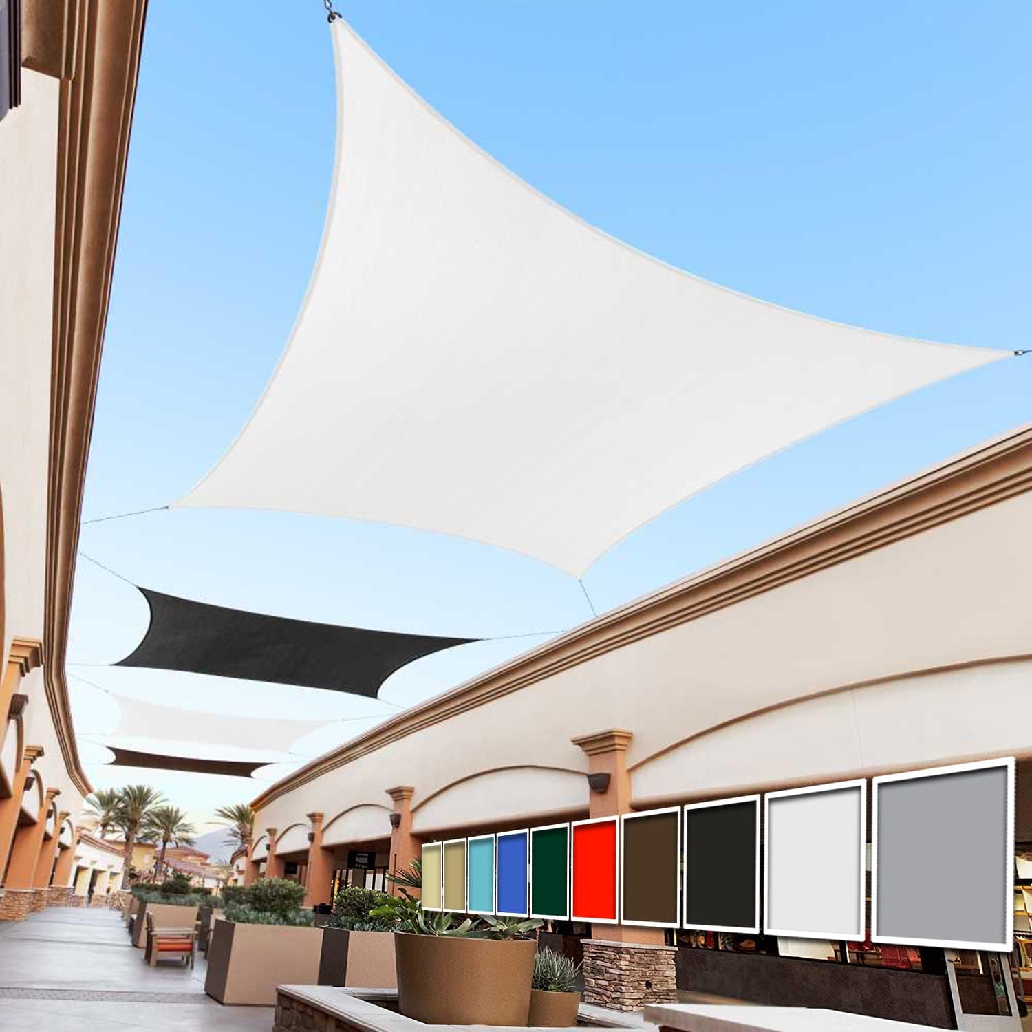 Royal Shade 8' x 10' White Rectangle Square Sun Shade Sail Order to Make RSTAPS12 Canopy, 95% UV Blockage, 200GSM Commercial Standard Heavy Duty, 3 Years Warranty (We Make Custom Size)